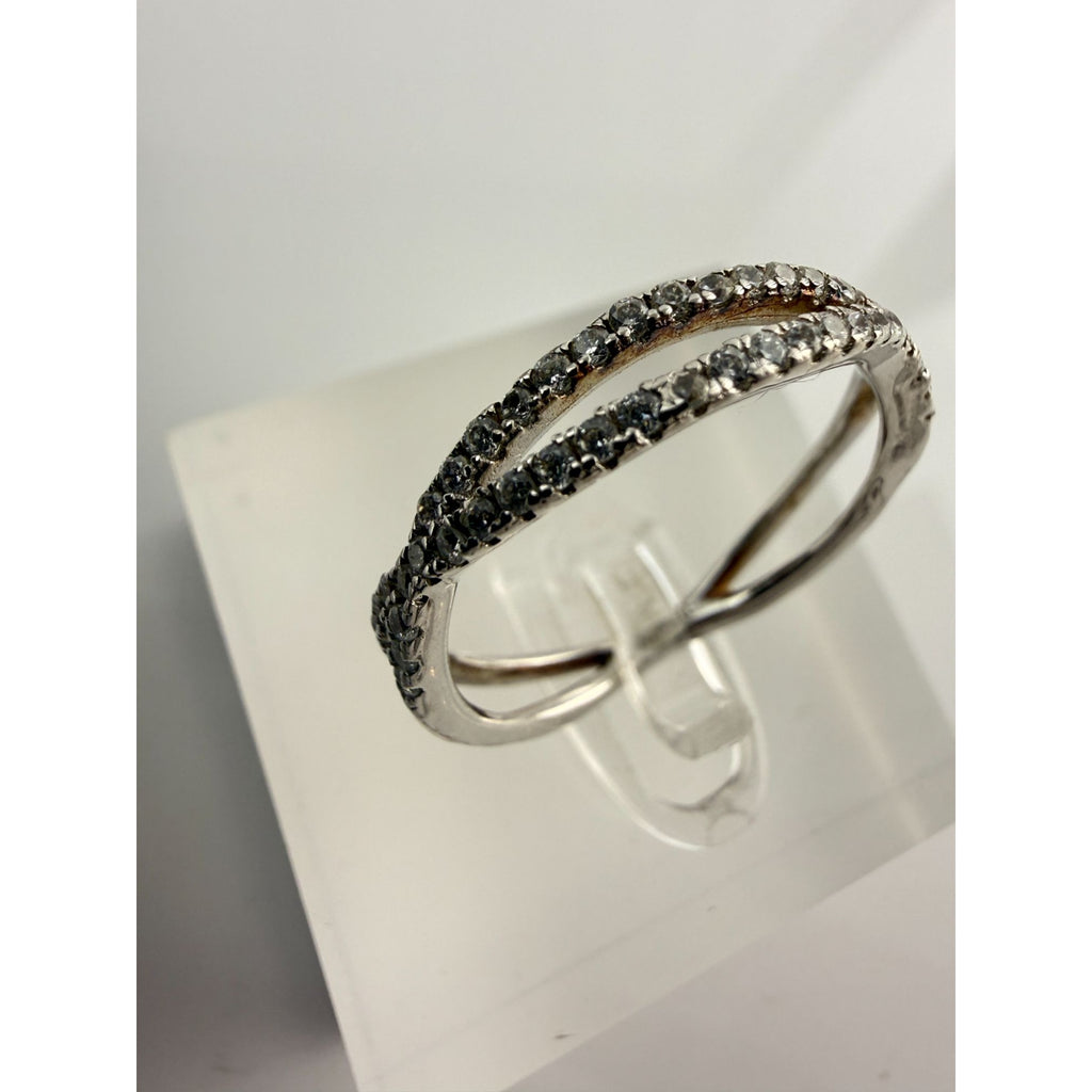 IBB Sterling Silver Double Lined Intertwined Band Ring 925 Size 8.75 2g Weight
