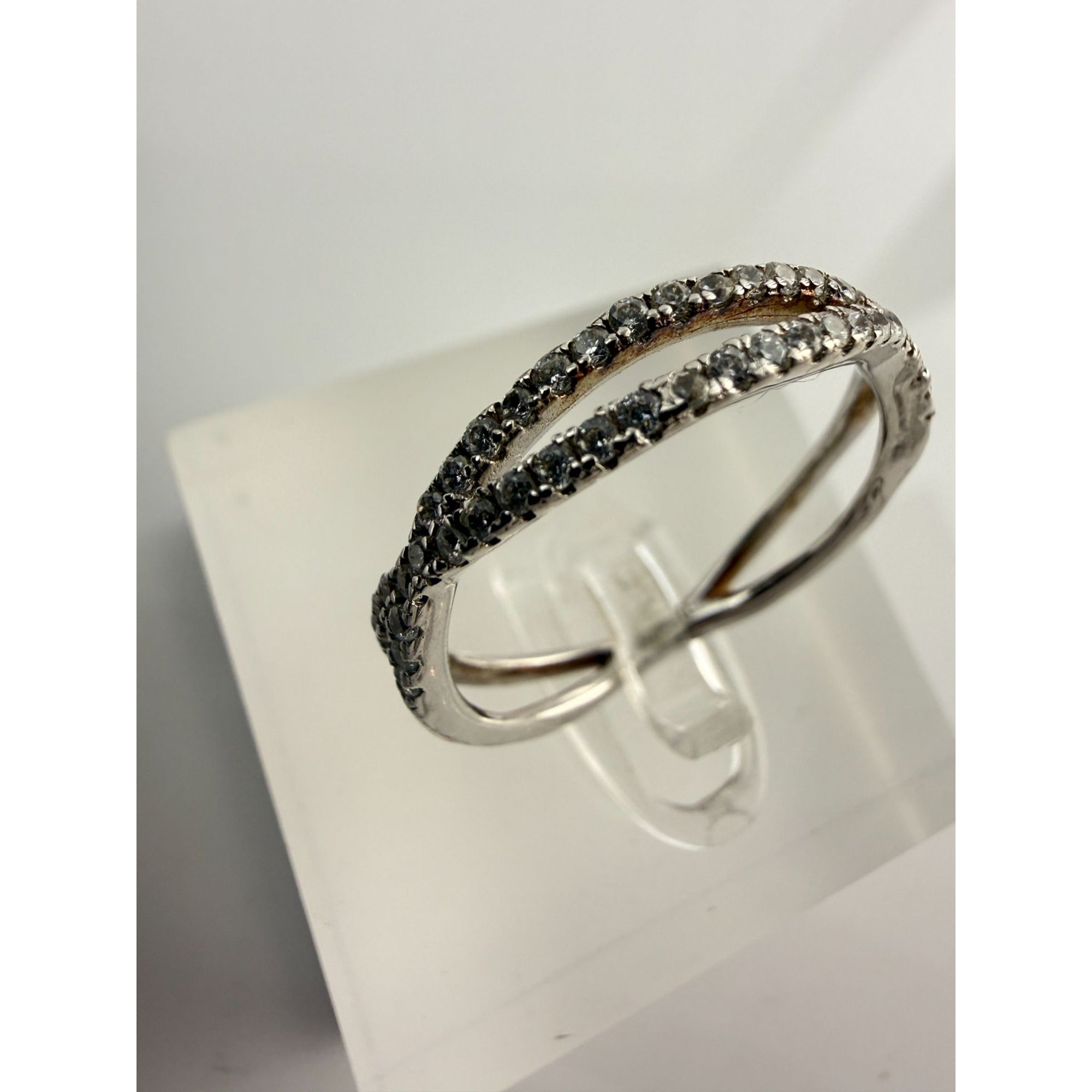IBB Sterling Silver Double Lined Intertwined Band Ring 925 Size 8.75 2g Weight