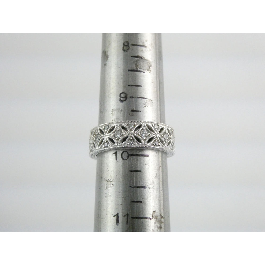 Tacori Sterling Silver 7mm Wide Eternity Floral Band Ring Size 9.75 Weighs 8.1g