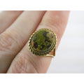 Vintage Burt Cassell 12k Gold Fill and Unakite Flat Cab Ring Size 6 Weighs 3.3g