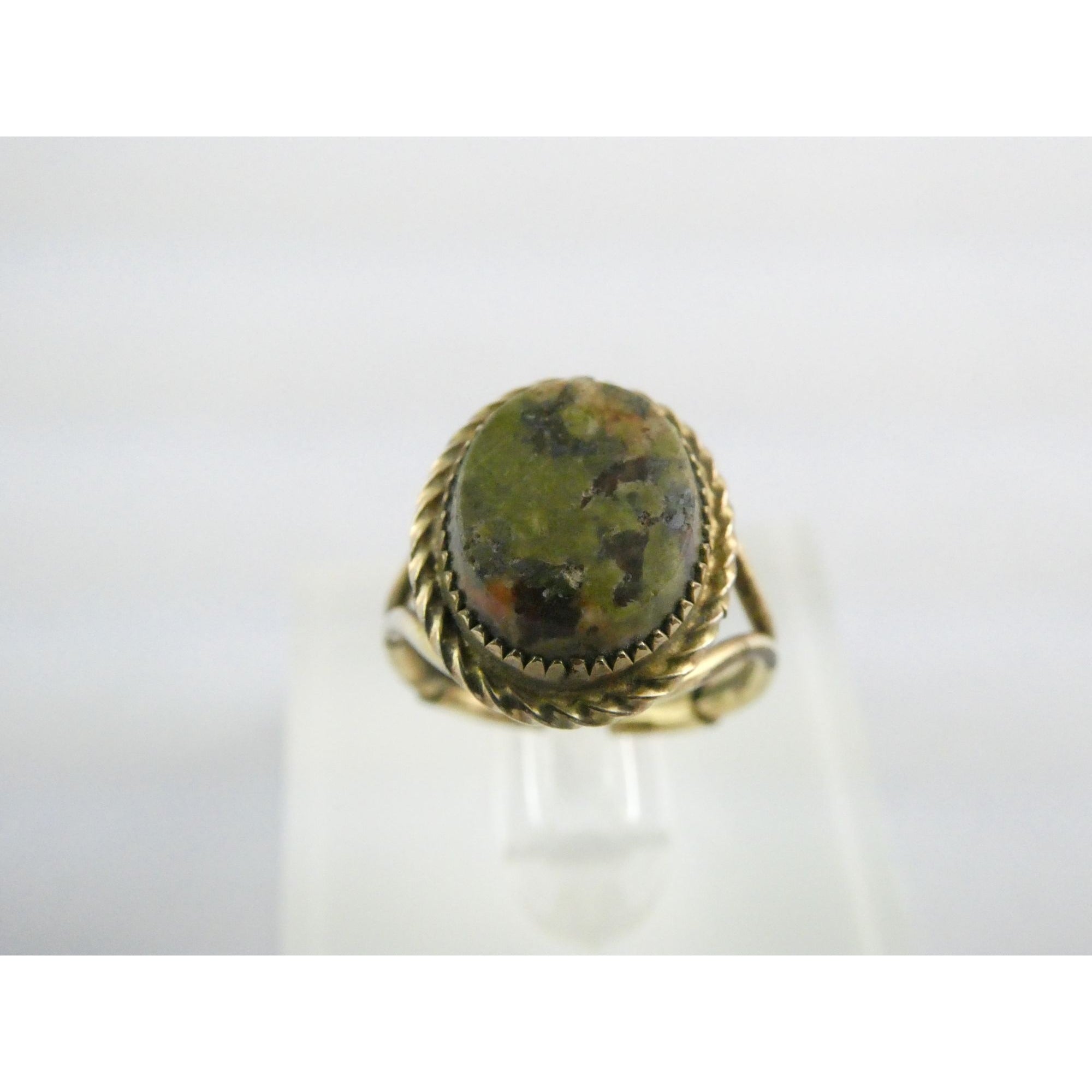 Vintage Burt Cassell 12k Gold Fill and Unakite Flat Cab Ring Size 6 Weighs 3.3g