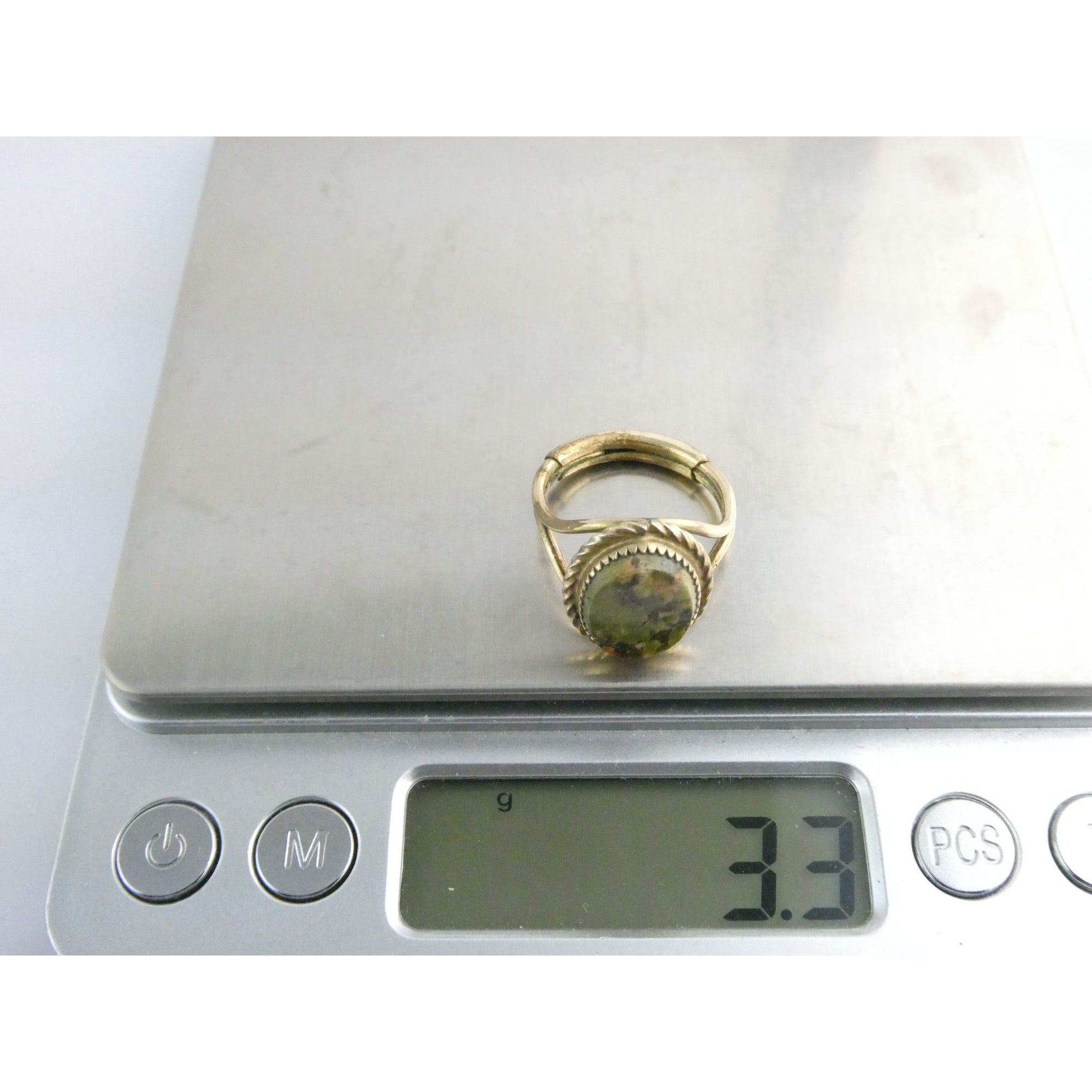 Vintage Burt Cassell 12k Gold Fill and Unakite Flat Cab Ring Size 6 Weighs 3.3g