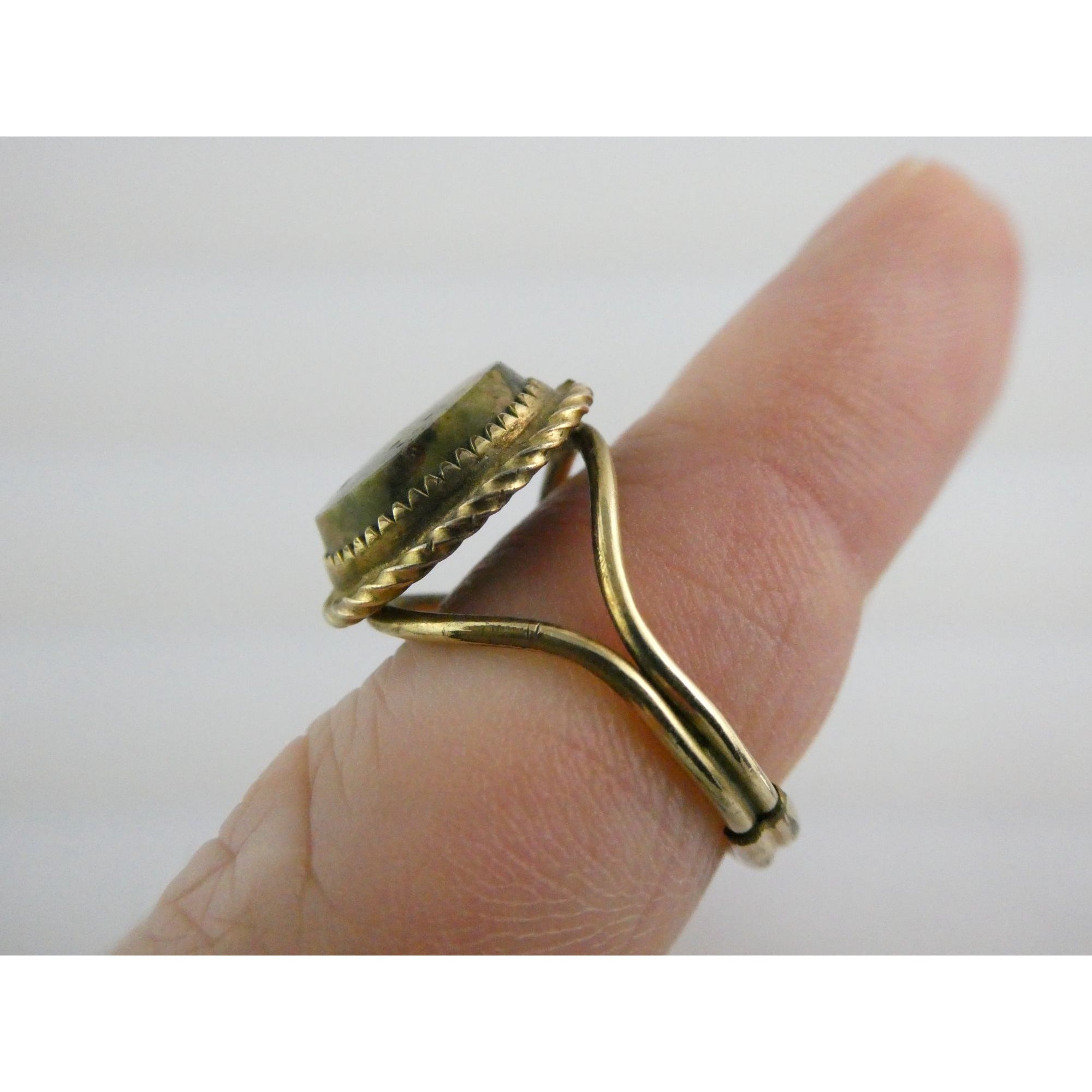Vintage Burt Cassell 12k Gold Fill and Unakite Flat Cab Ring Size 6 Weighs 3.3g