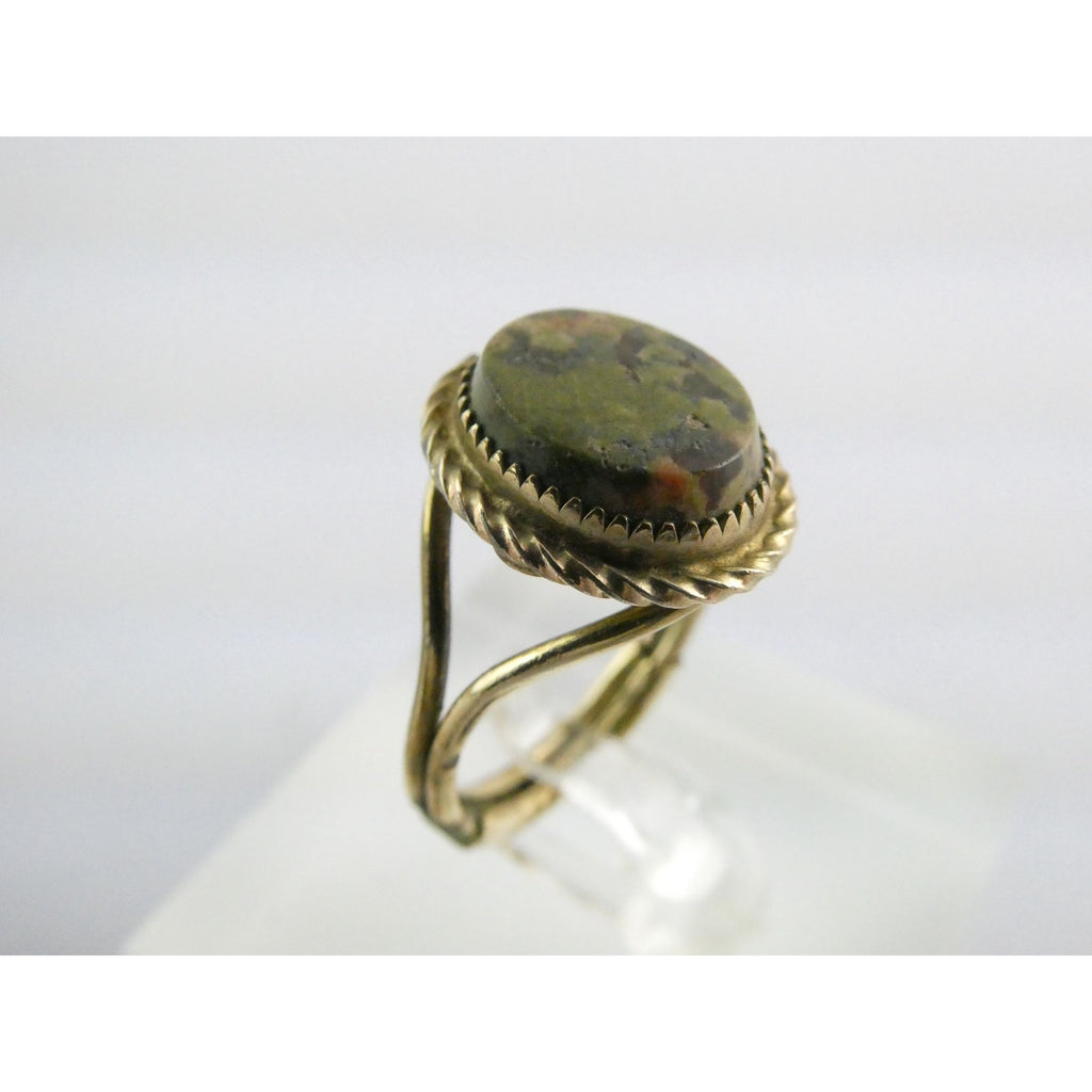 Vintage Burt Cassell 12k Gold Fill and Unakite Flat Cab Ring Size 6 Weighs 3.3g