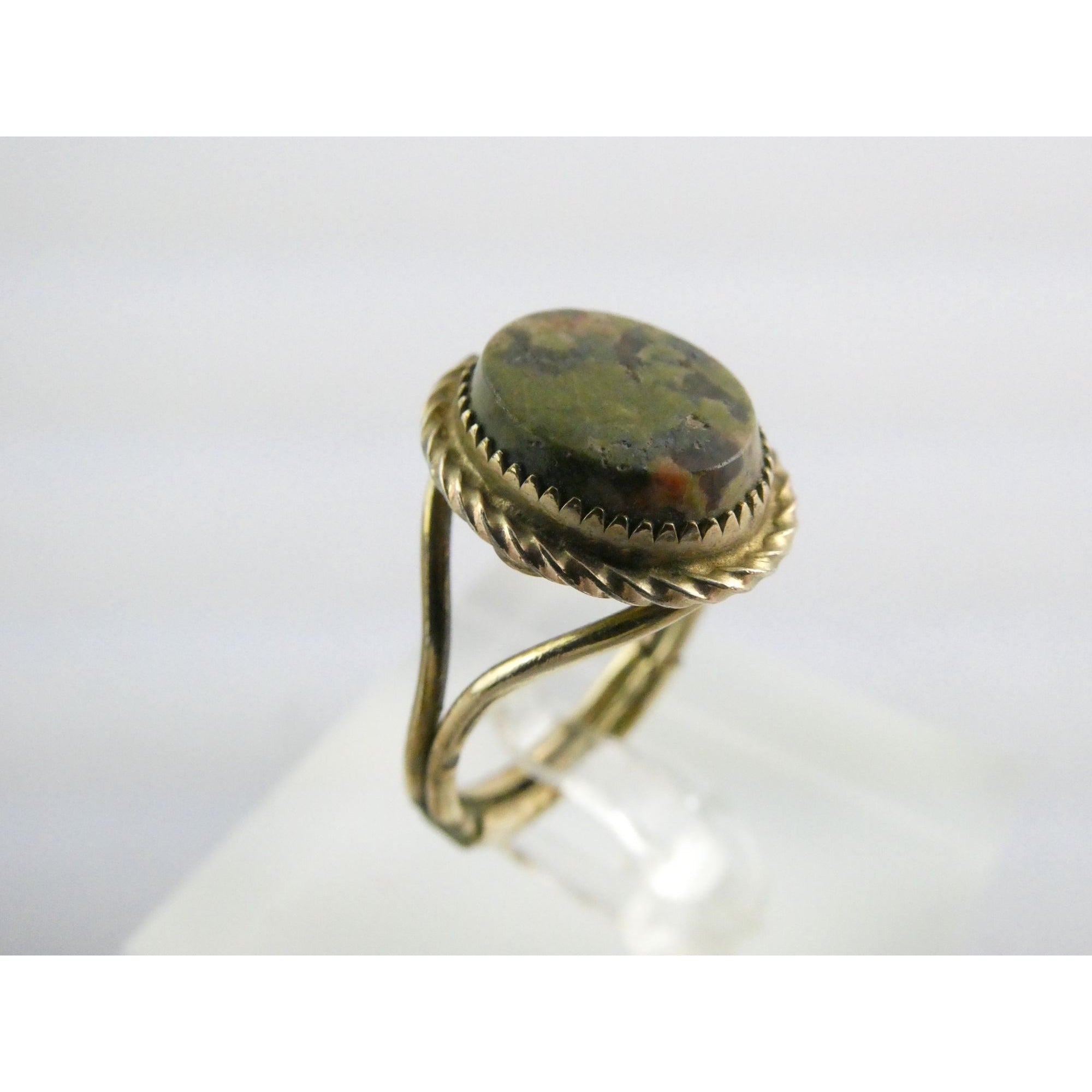 Vintage Burt Cassell 12k Gold Fill and Unakite Flat Cab Ring Size 6 Weighs 3.3g