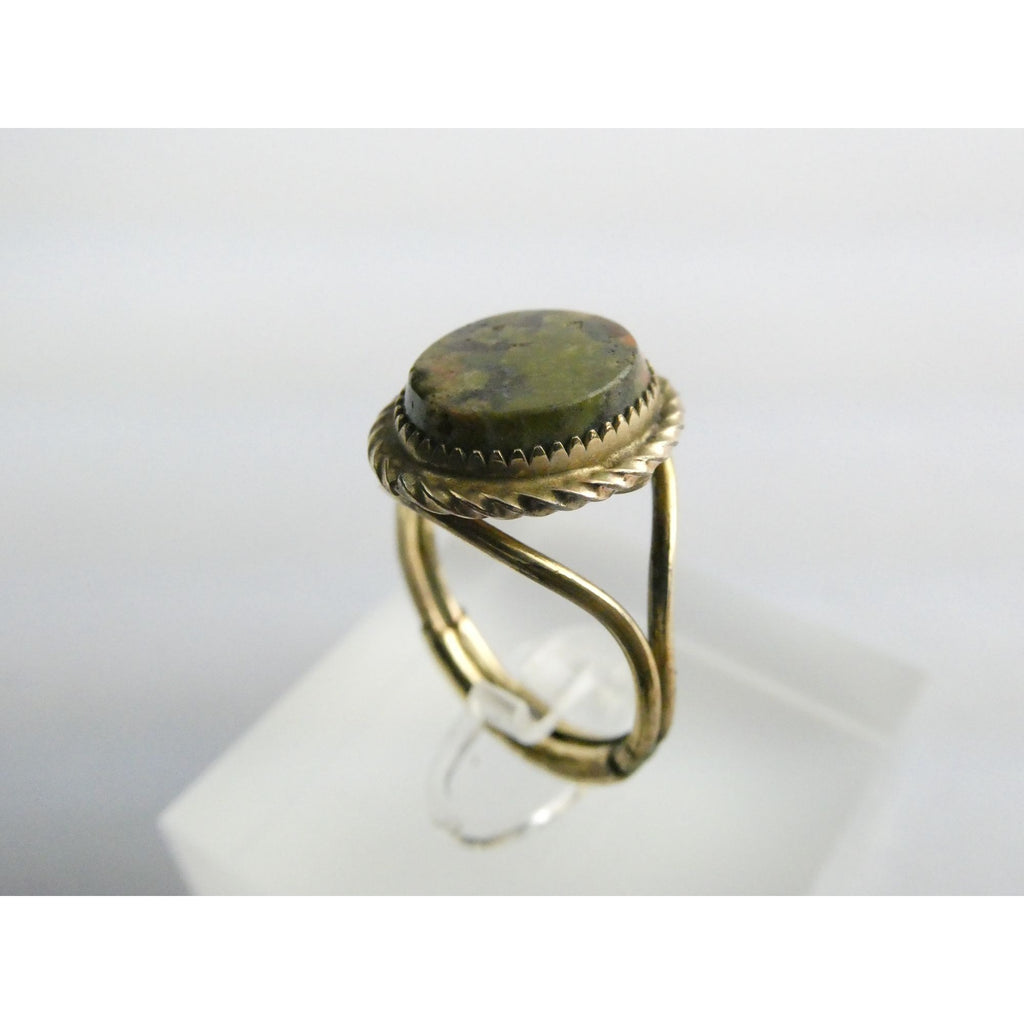 Vintage Burt Cassell 12k Gold Fill and Unakite Flat Cab Ring Size 6 Weighs 3.3g