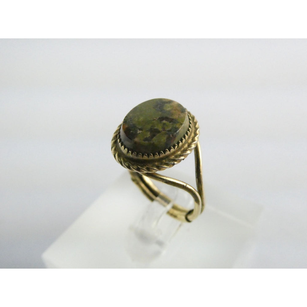 Vintage Burt Cassell 12k Gold Fill and Unakite Flat Cab Ring Size 6 Weighs 3.3g