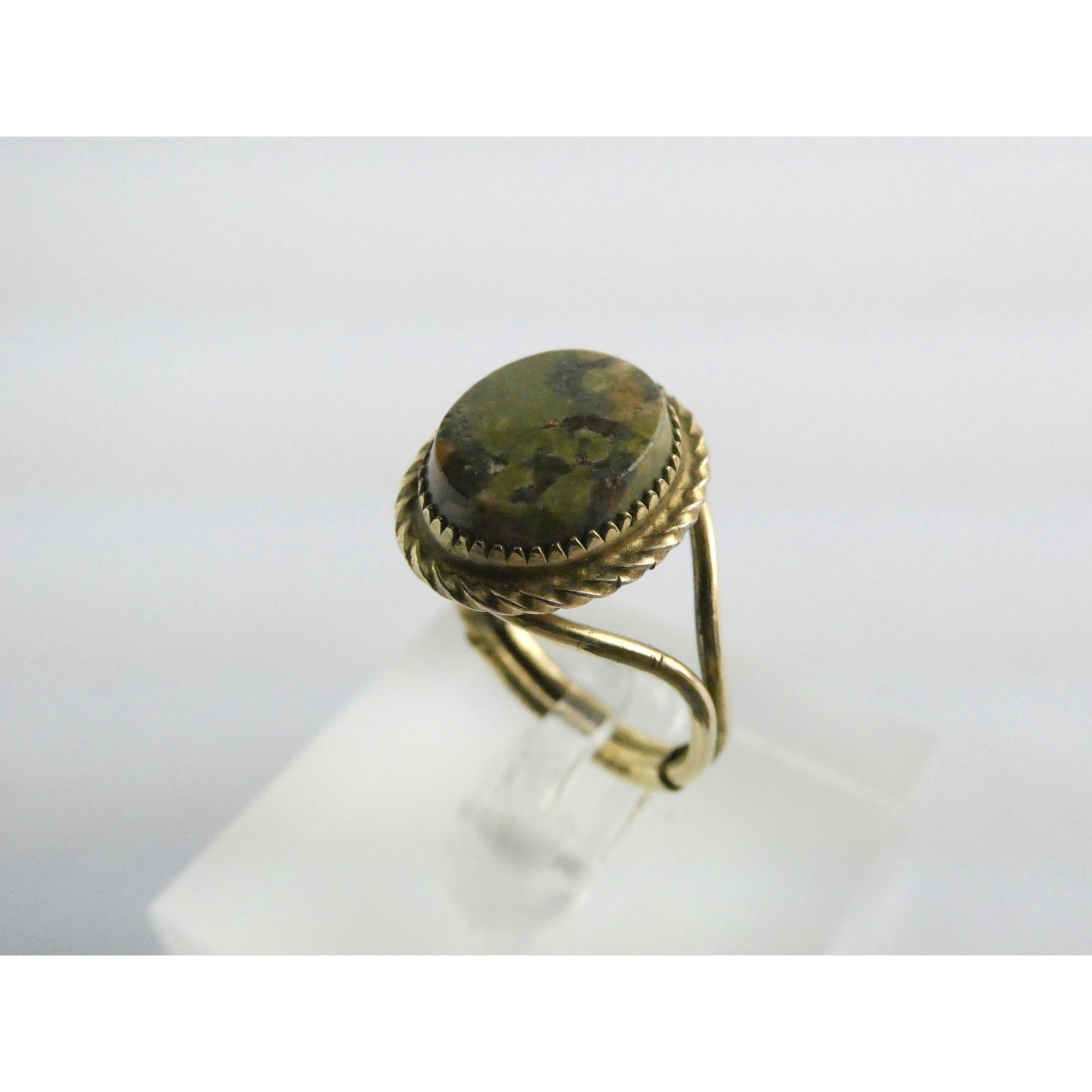 Vintage Burt Cassell 12k Gold Fill and Unakite Flat Cab Ring Size 6 Weighs 3.3g
