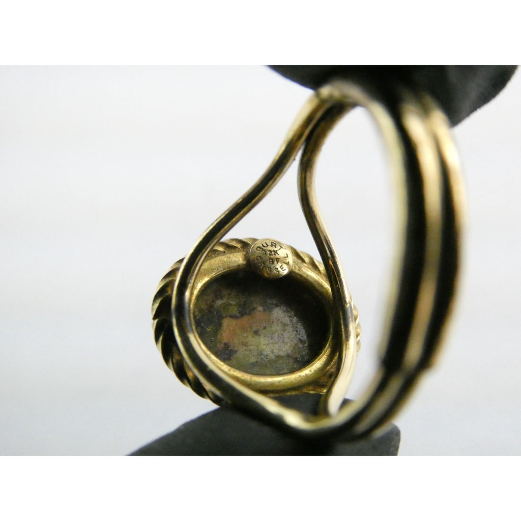 Vintage Burt Cassell 12k Gold Fill and Unakite Flat Cab Ring Size 6 Weighs 3.3g