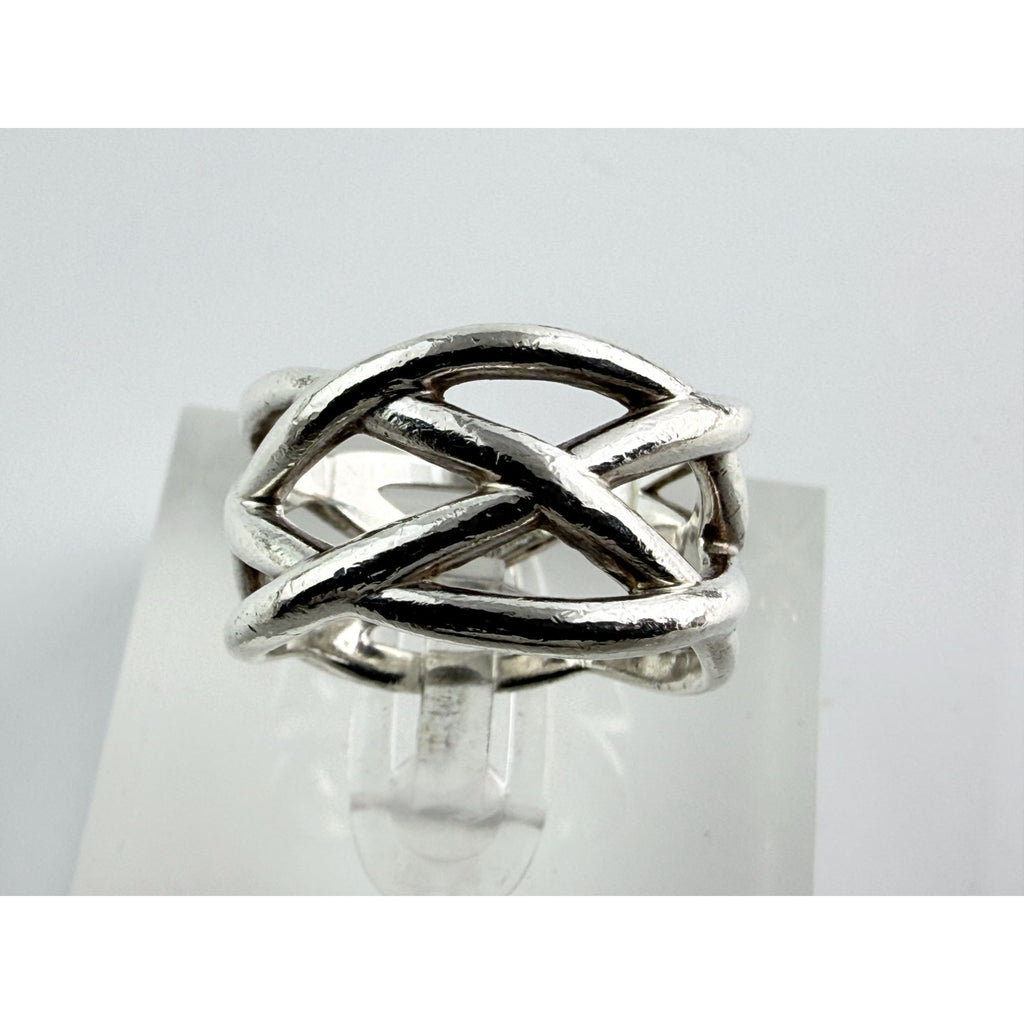 Tiffany and Co Sterling Silver Braided Criss Cross Band Ring Size 6.5 7.8 Grams
