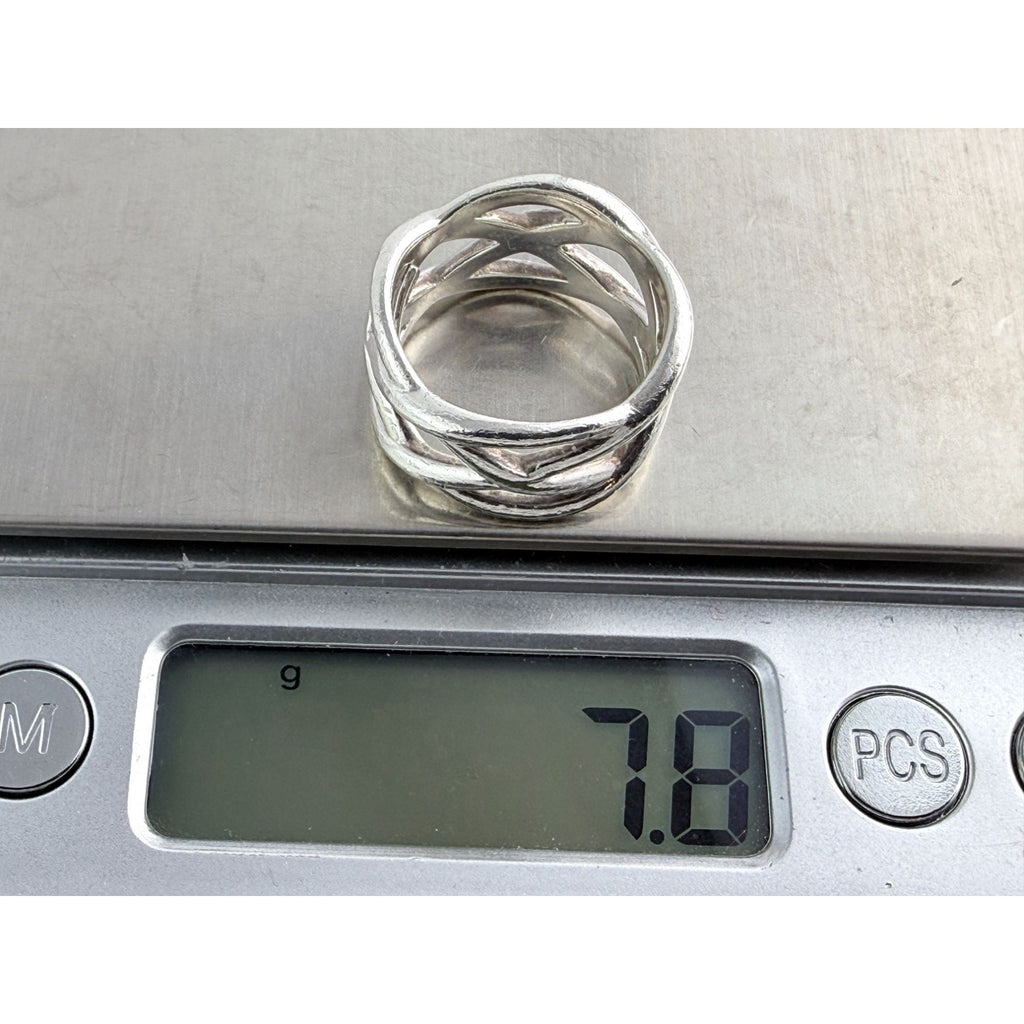 Tiffany and Co Sterling Silver Braided Criss Cross Band Ring Size 6.5 7.8 Grams