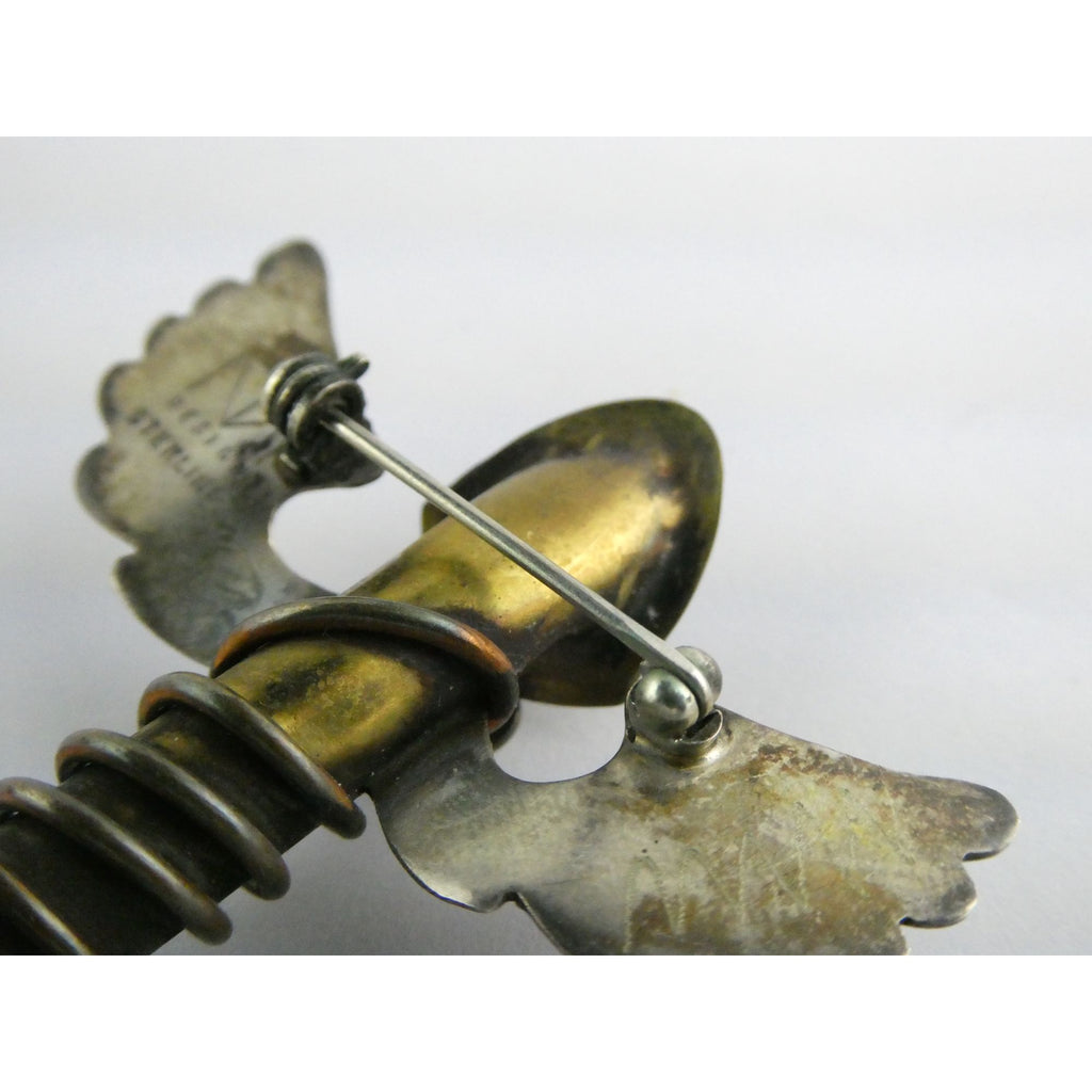 Vintage Thomas Mann Sterling Silver Techno Romantic Bud Vase Angel Pin Brooch