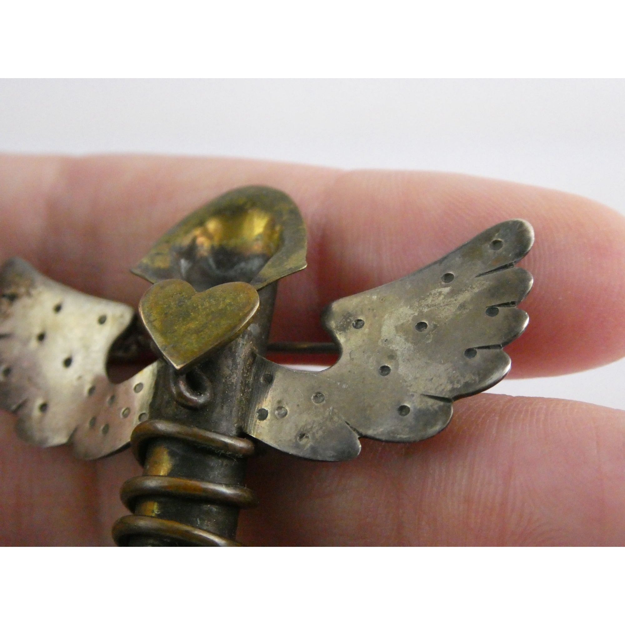 Vintage Thomas Mann Sterling Silver Techno Romantic Bud Vase Angel Pin Brooch