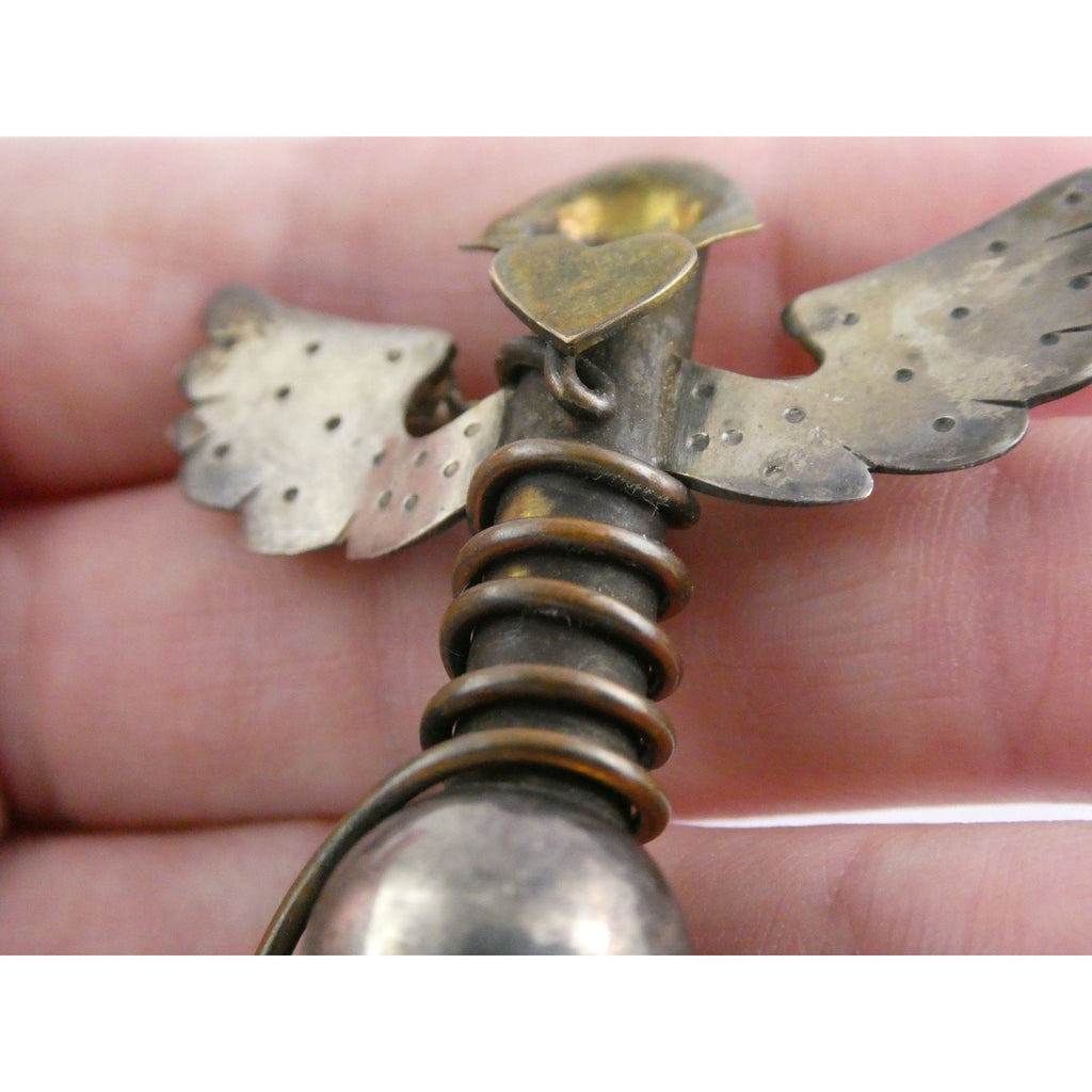 Vintage Thomas Mann Sterling Silver Techno Romantic Bud Vase Angel Pin Brooch