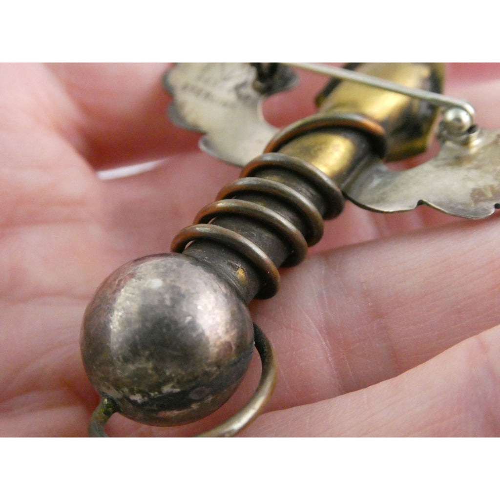 Vintage Thomas Mann Sterling Silver Techno Romantic Bud Vase Angel Pin Brooch