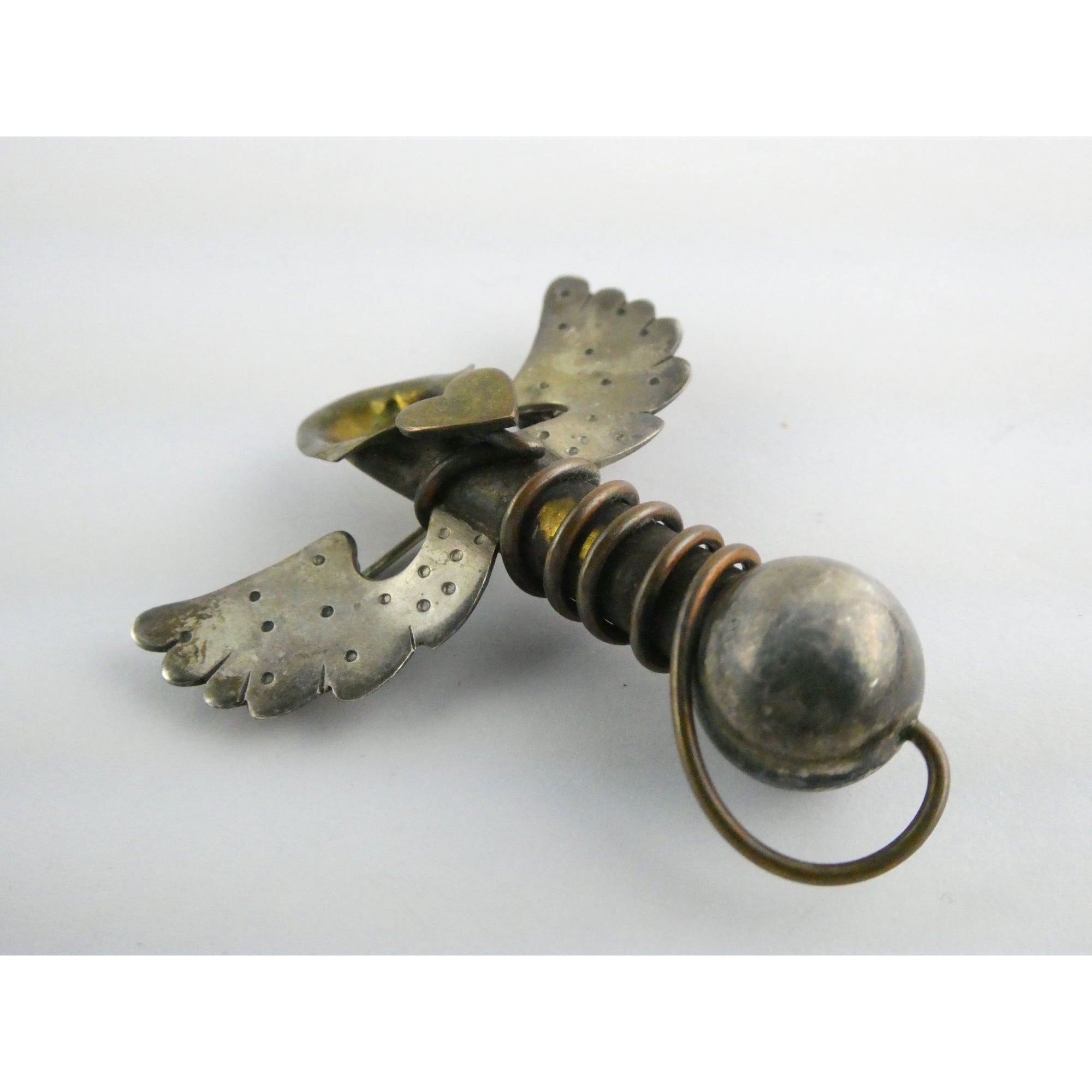 Vintage Thomas Mann Sterling Silver Techno Romantic Bud Vase Angel Pin Brooch