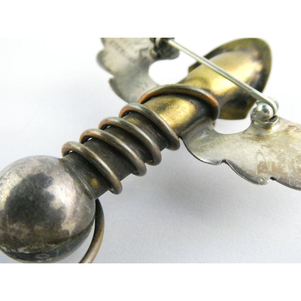 Vintage Thomas Mann Sterling Silver Techno Romantic Bud Vase Angel Pin Brooch
