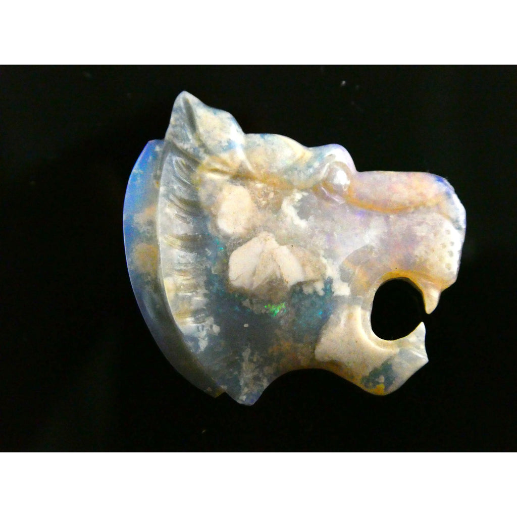 Carved Natural Opal Roaring Tiger Specimen 2.1g Weight 10.5 Carats 24mm Length