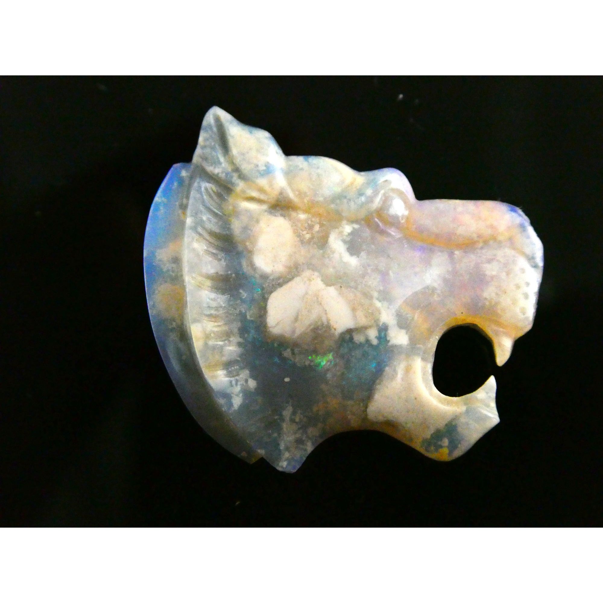 Carved Natural Opal Roaring Tiger Specimen 2.1g Weight 10.5 Carats 24mm Length