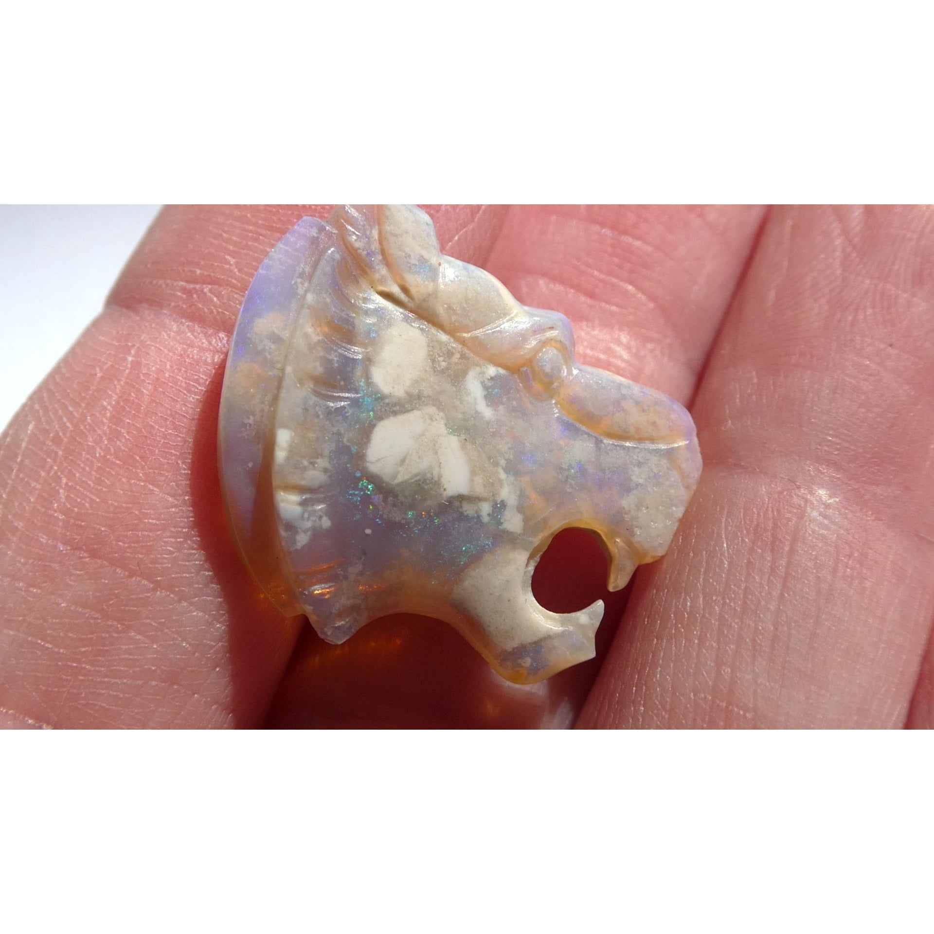 Carved Natural Opal Roaring Tiger Specimen 2.1g Weight 10.5 Carats 24mm Length