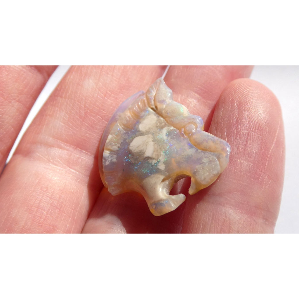Carved Natural Opal Roaring Tiger Specimen 2.1g Weight 10.5 Carats 24mm Length