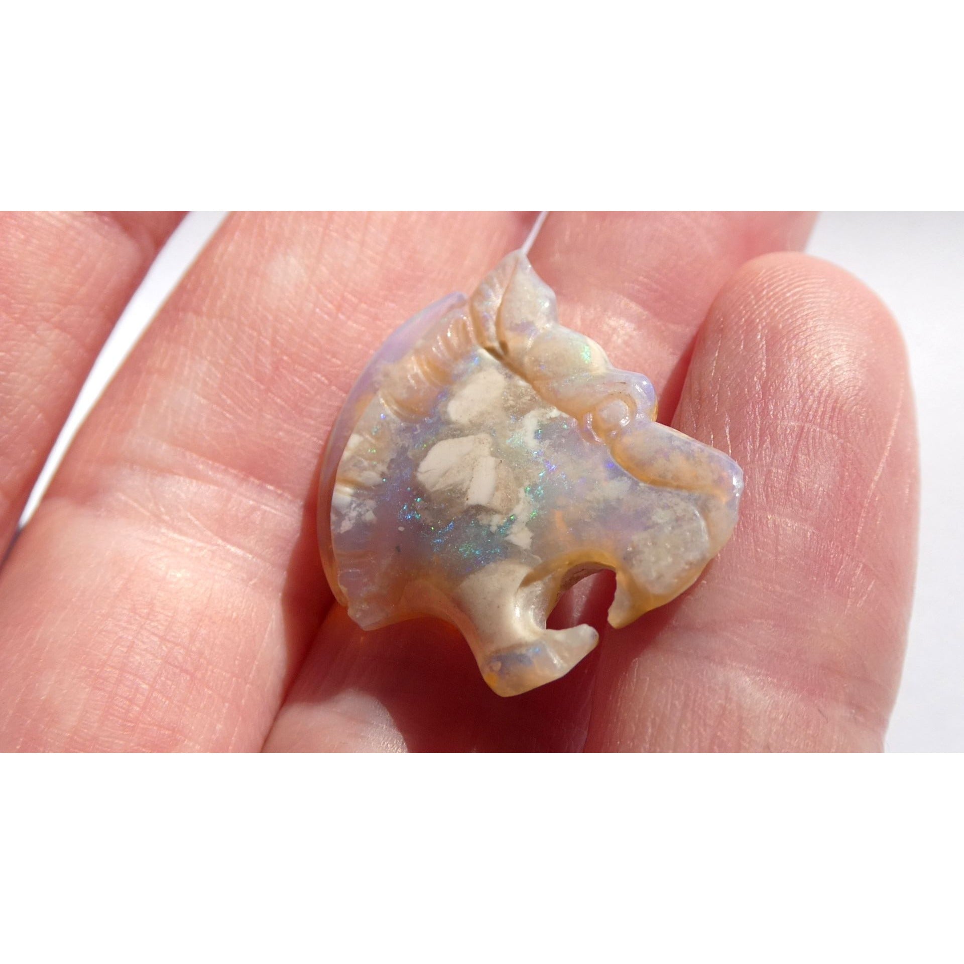 Carved Natural Opal Roaring Tiger Specimen 2.1g Weight 10.5 Carats 24mm Length