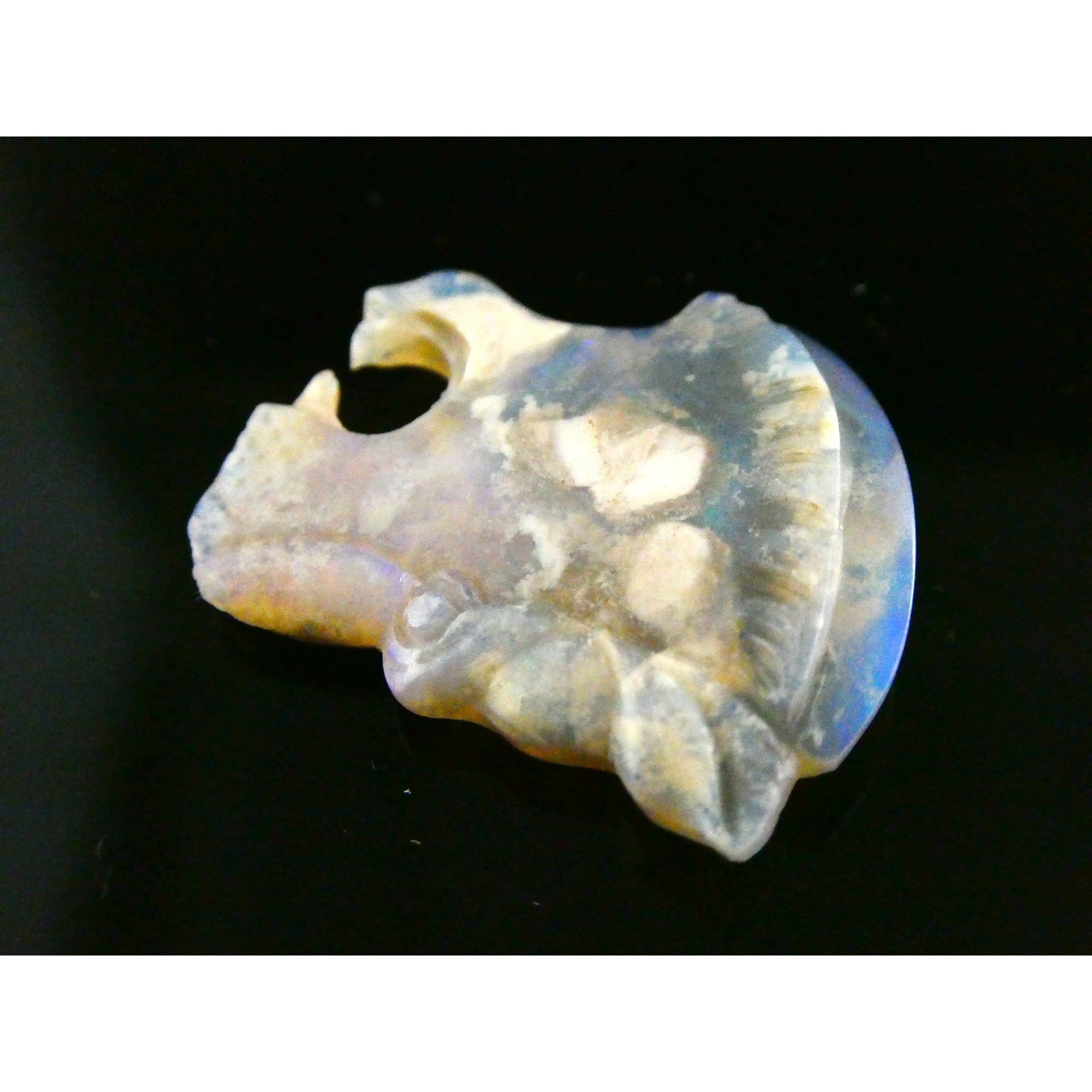 Carved Natural Opal Roaring Tiger Specimen 2.1g Weight 10.5 Carats 24mm Length