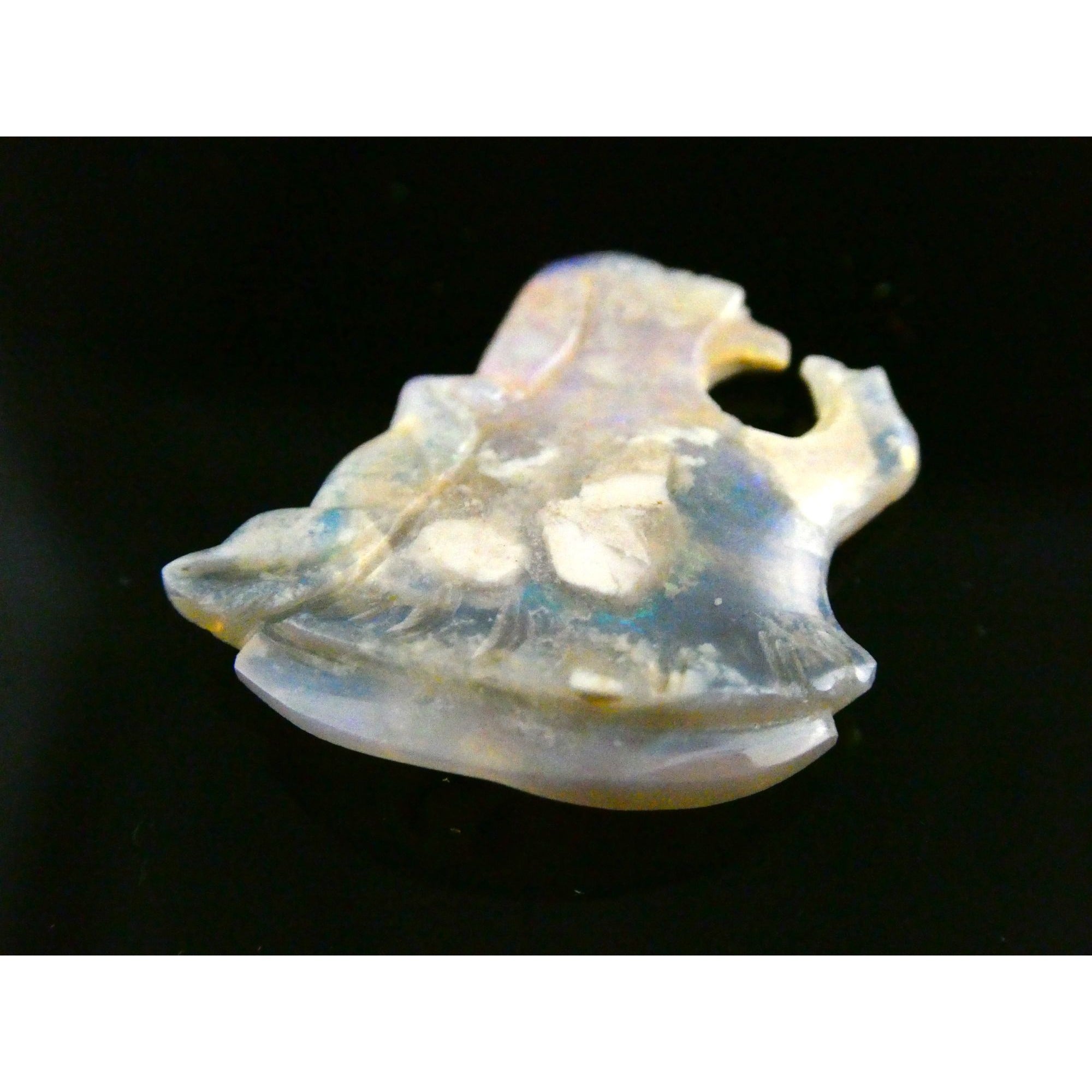 Carved Natural Opal Roaring Tiger Specimen 2.1g Weight 10.5 Carats 24mm Length