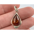 Vintage Polish Baltic Amber Drop Cabochon Pendant 1.8g 29mm Total Length