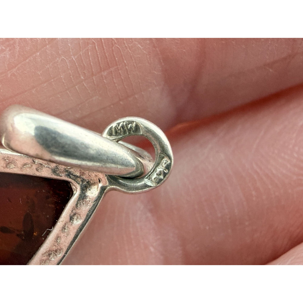 Vintage Polish Baltic Amber Drop Cabochon Pendant 1.8g 29mm Total Length