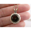 Sterling Silver Smoky Quartz Pendant Necklace 6.1g 20 Inches Italian Chain