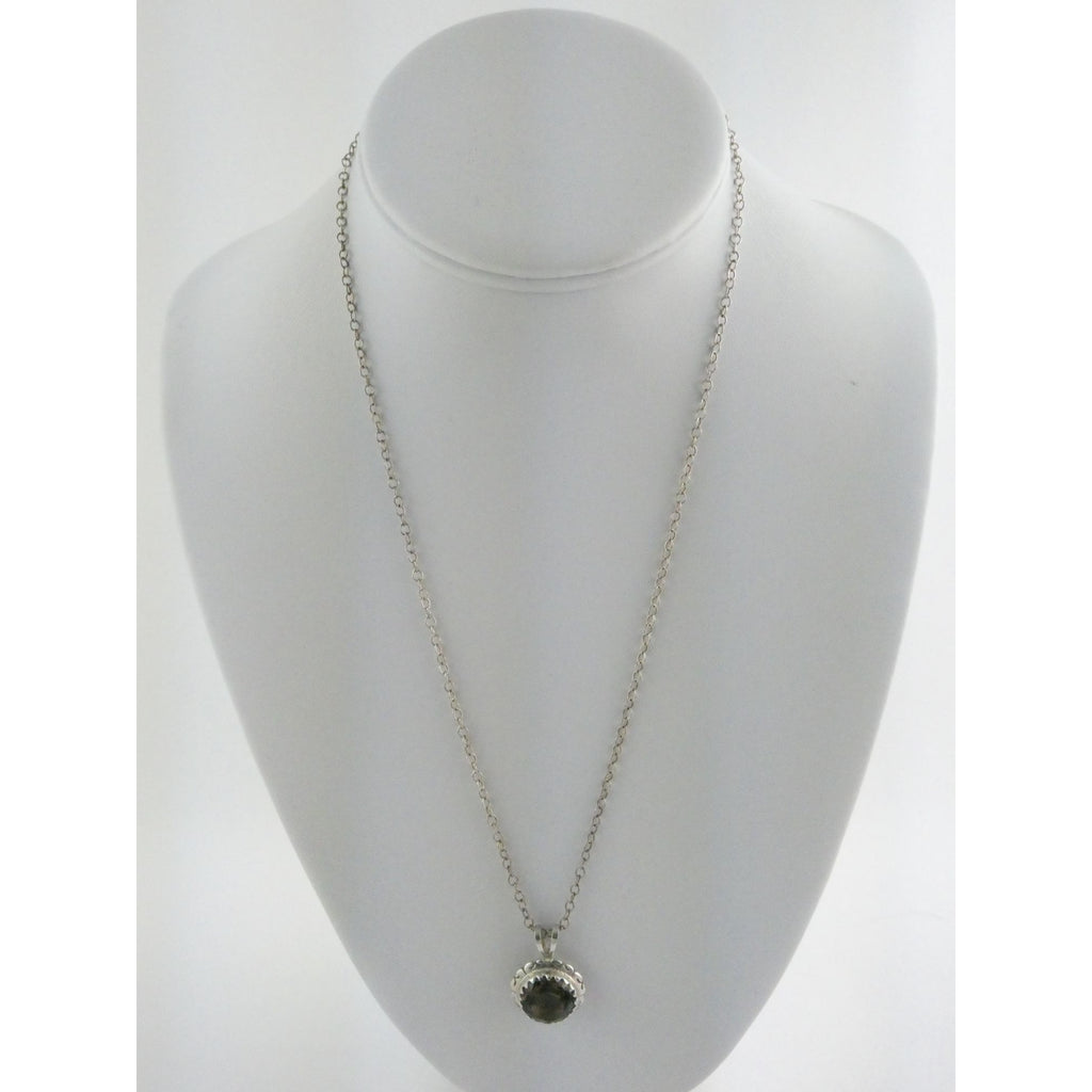 Sterling Silver Smoky Quartz Pendant Necklace 6.1g 20 Inches Italian Chain