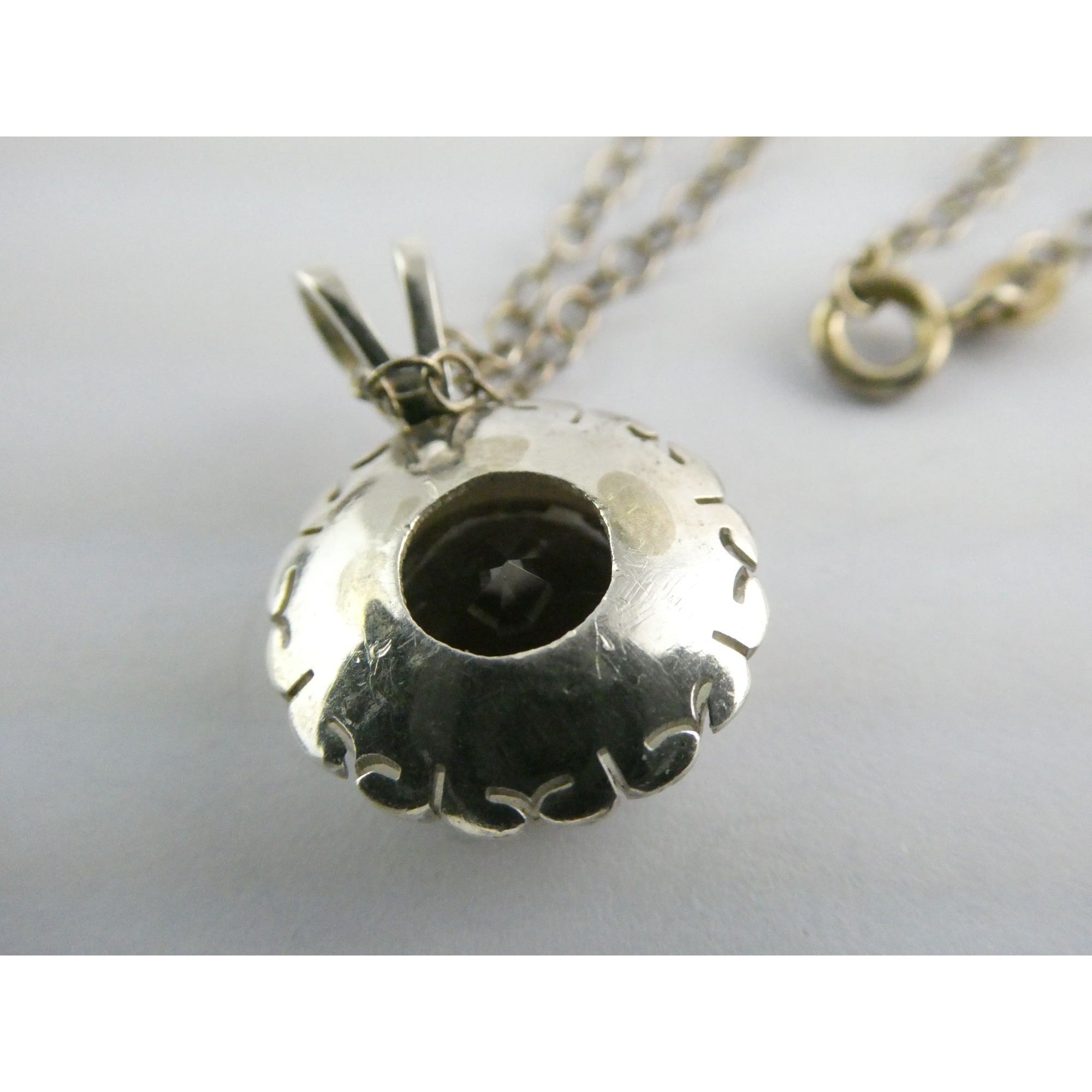 Sterling Silver Smoky Quartz Pendant Necklace 6.1g 20 Inches Italian Chain