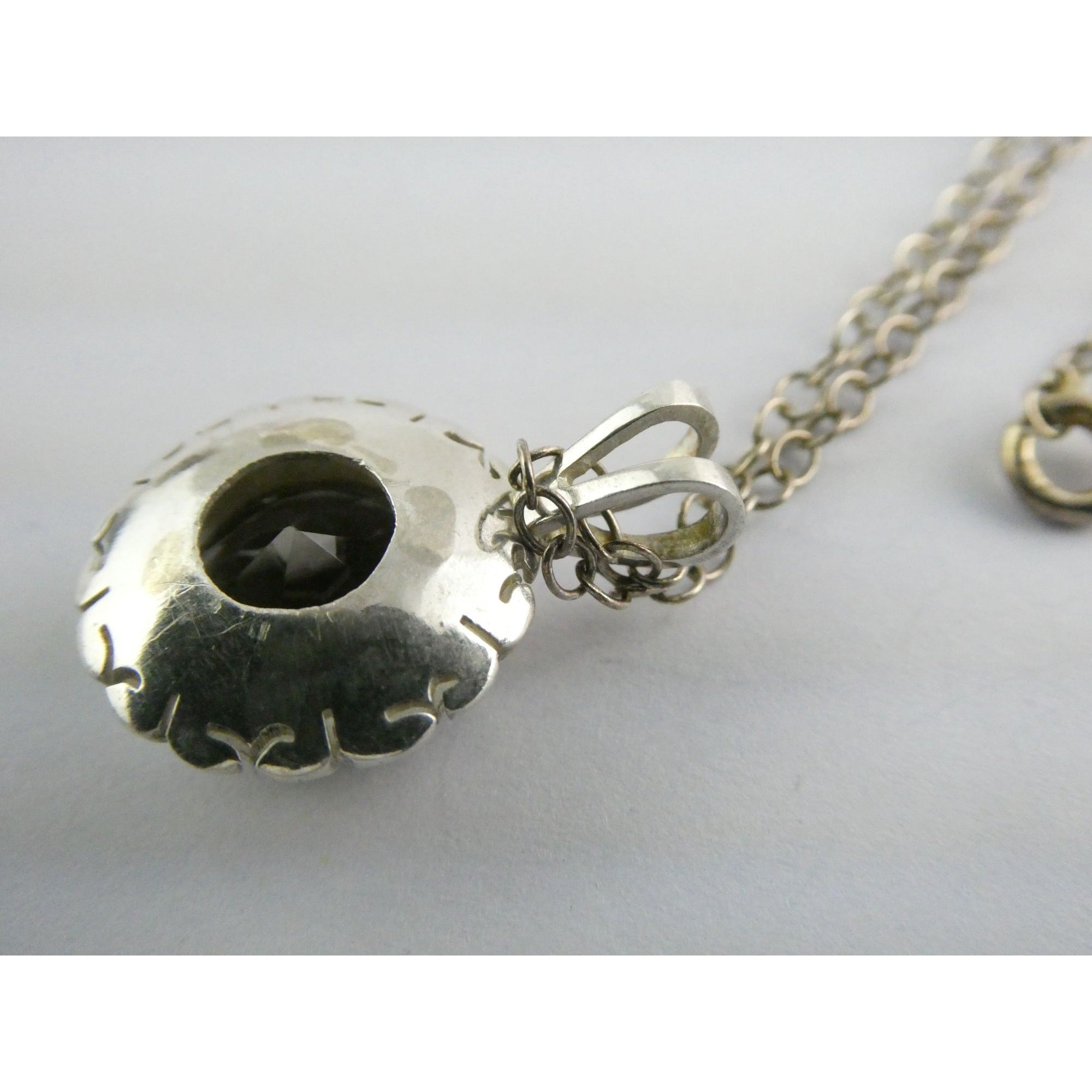 Sterling Silver Smoky Quartz Pendant Necklace 6.1g 20 Inches Italian Chain