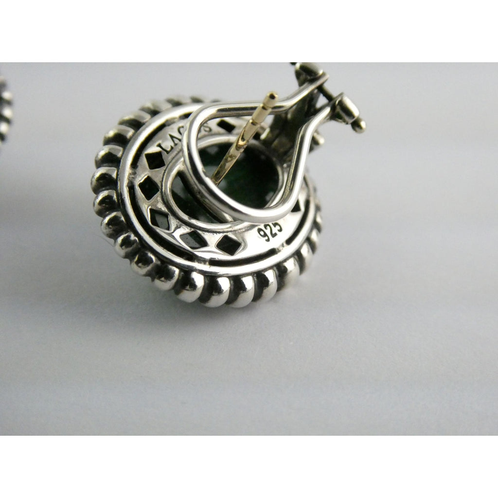 Lagos Venus Link Sterling Silver Malachite Doublet Earrings 13.8g 22mm Length
