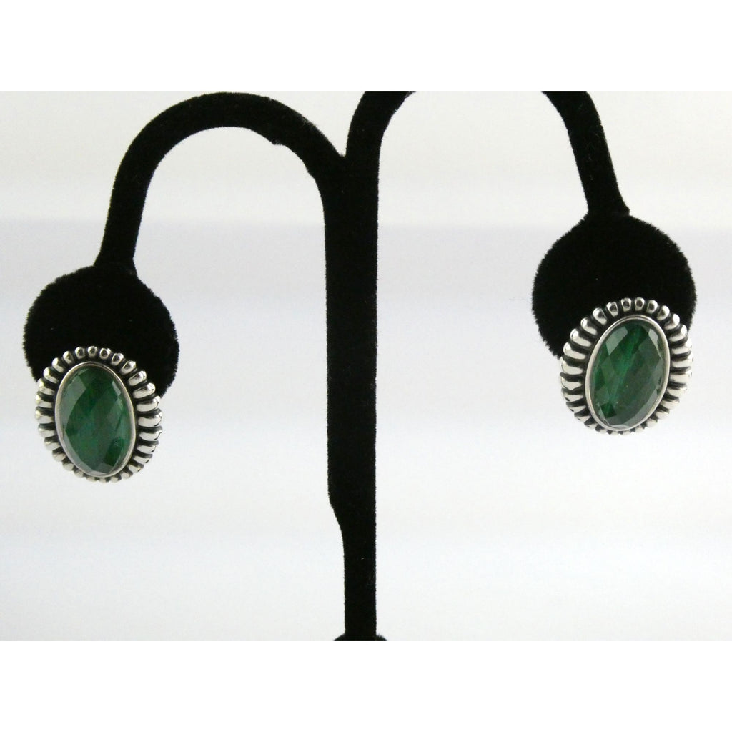 Lagos Venus Link Sterling Silver Malachite Doublet Earrings 13.8g 22mm Length