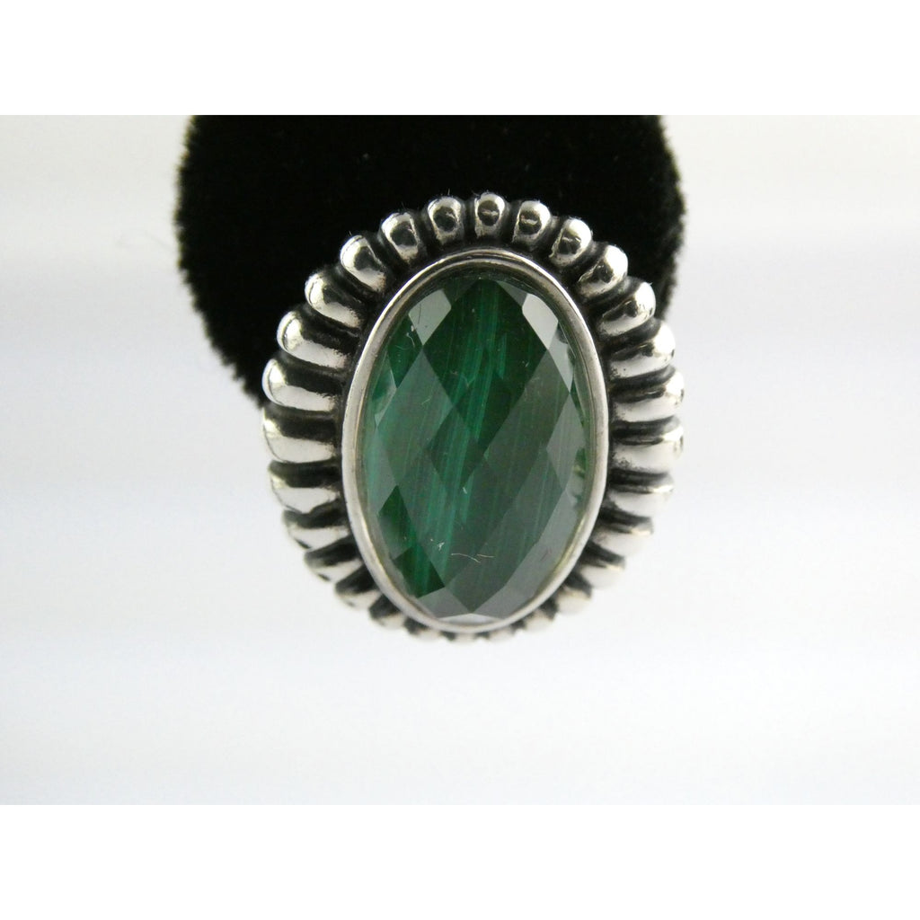 Lagos Venus Link Sterling Silver Malachite Doublet Earrings 13.8g 22mm Length