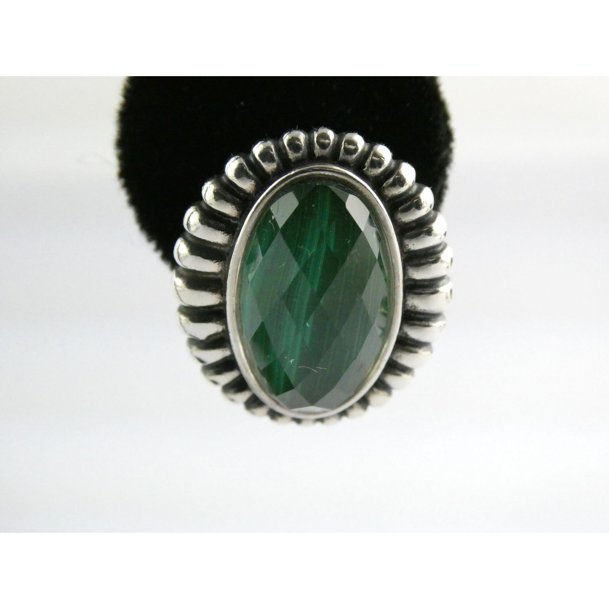 Lagos Venus Link Sterling Silver Malachite Doublet Earrings 13.8g 22mm Length