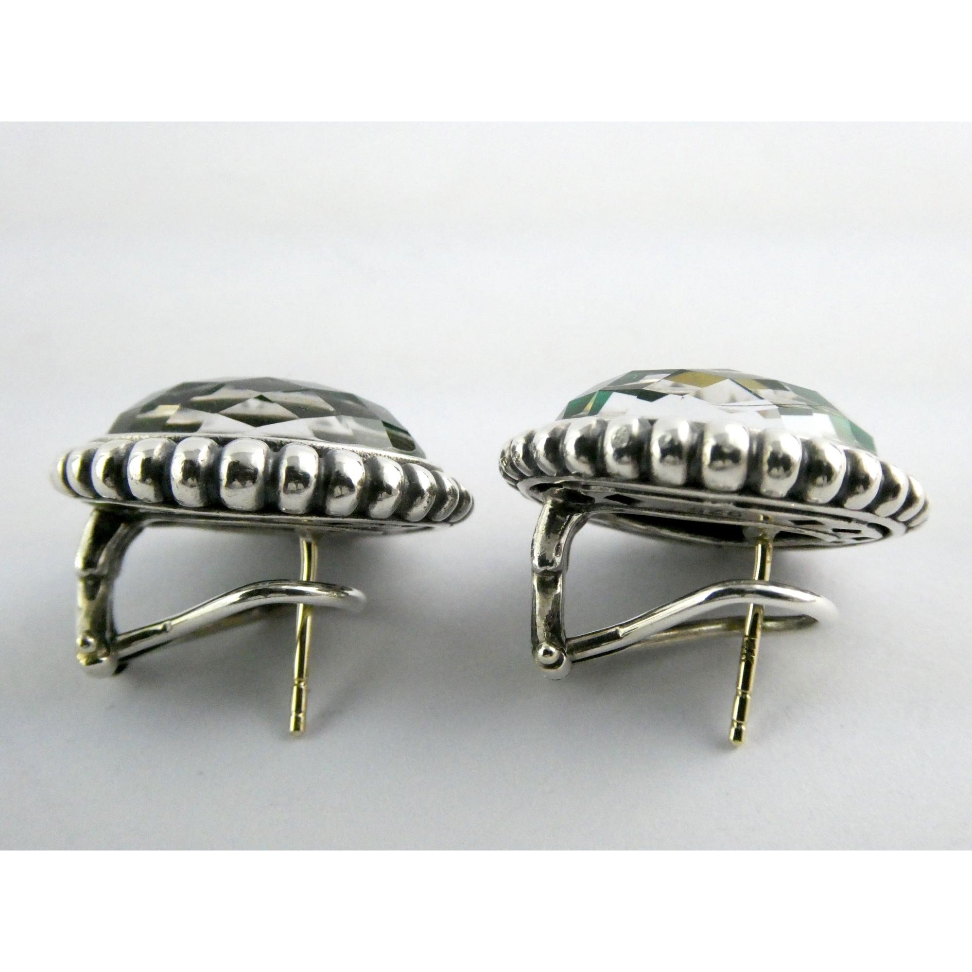 Lagos Venus Link Sterling Silver Malachite Doublet Earrings 13.8g 22mm Length