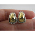 John Hardy Palu 22k Gold Sterling Silver Hammered Motif Pierced Earrings 17mm 8g