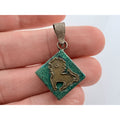 Vintage Lion of Judah Glyph Sterling Silver Eilat Stone Pendant 4.1g 36mm Length