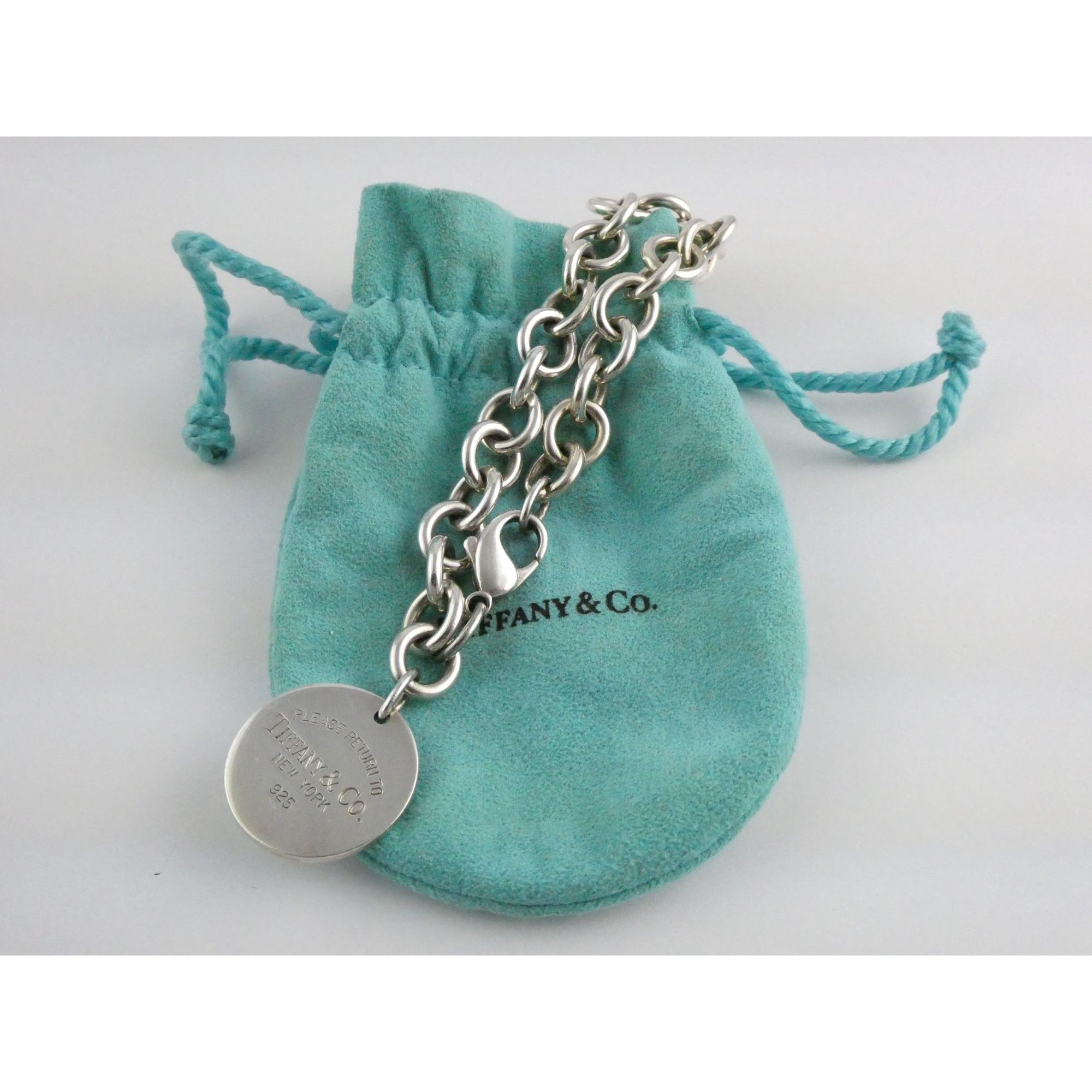 Tiffany and Co Sterling Silver Rolo Link Please Return To Tiffany Bracelet 7 In