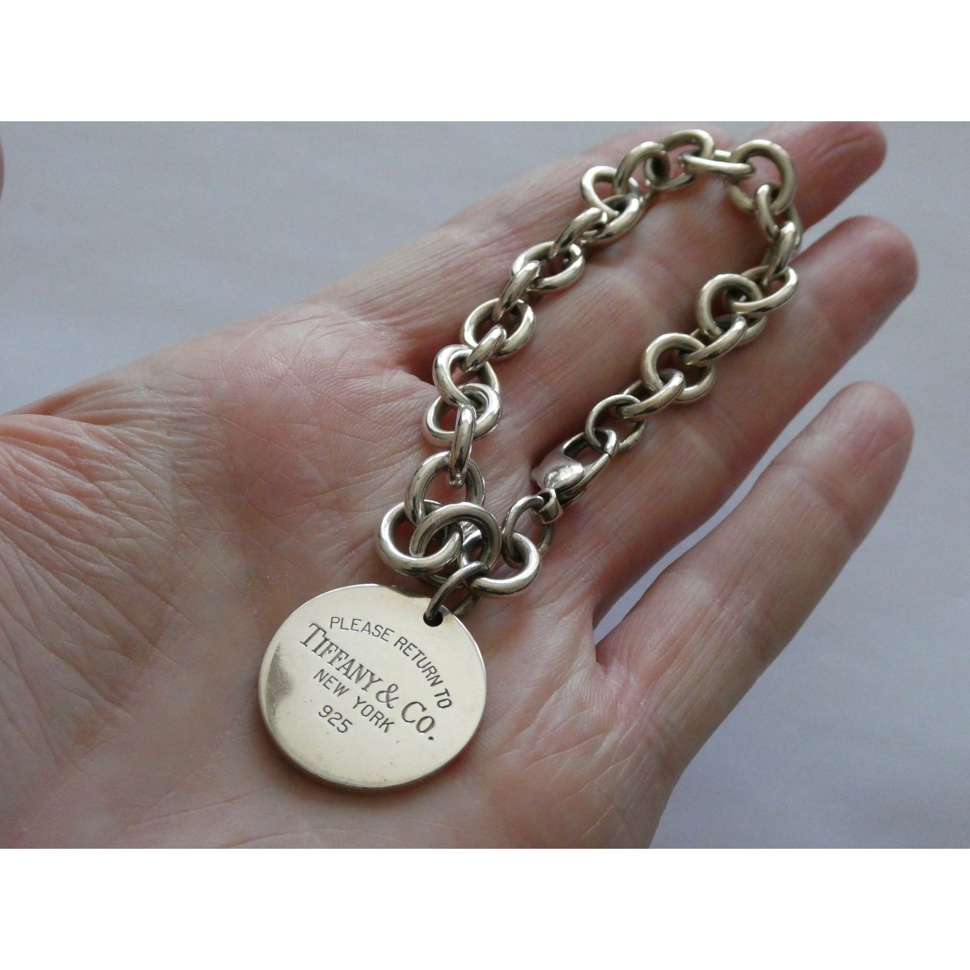 Tiffany and Co Sterling Silver Rolo Link Please Return To Tiffany Bracelet 7 In
