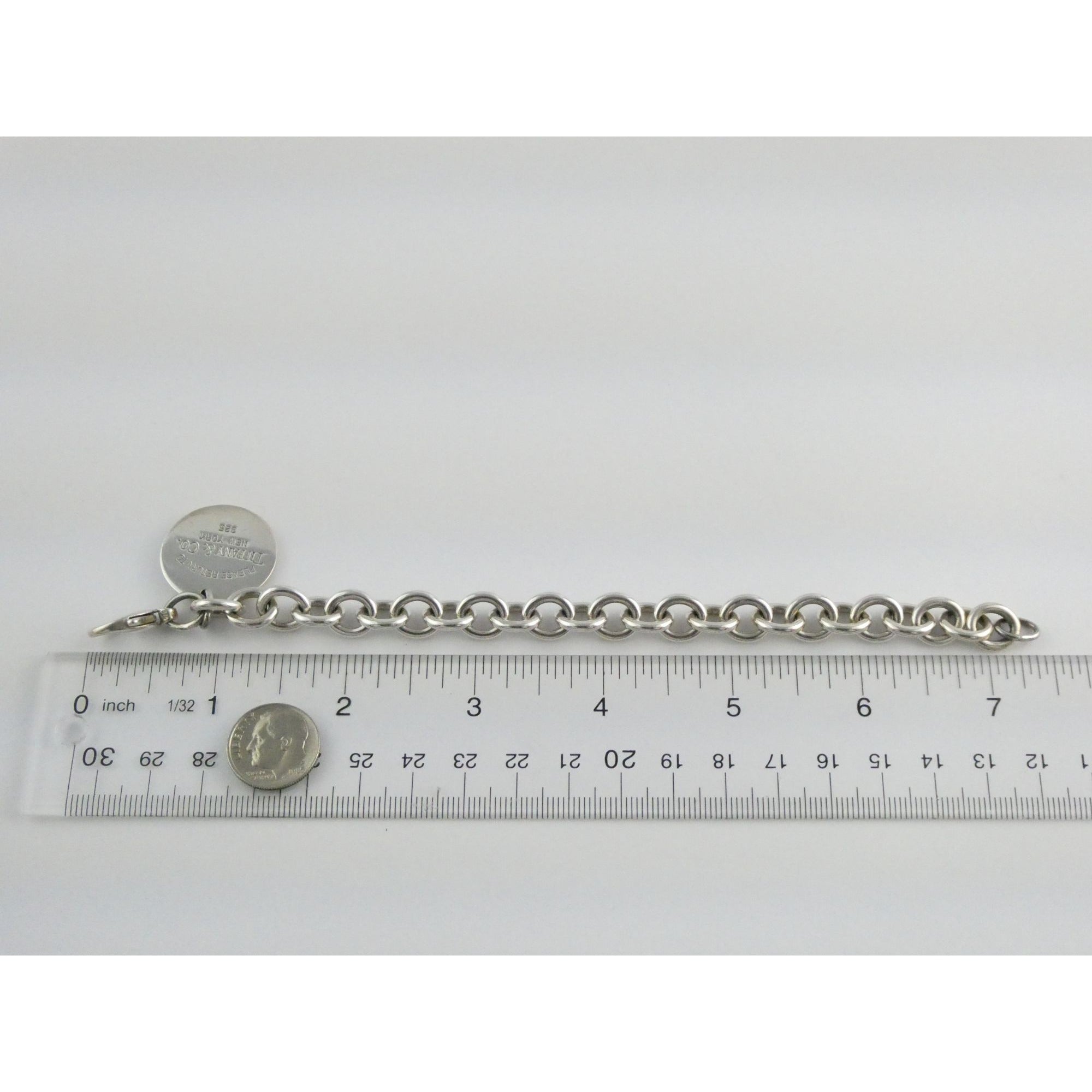 Tiffany and Co Sterling Silver Rolo Link Please Return To Tiffany Bracelet 7 In