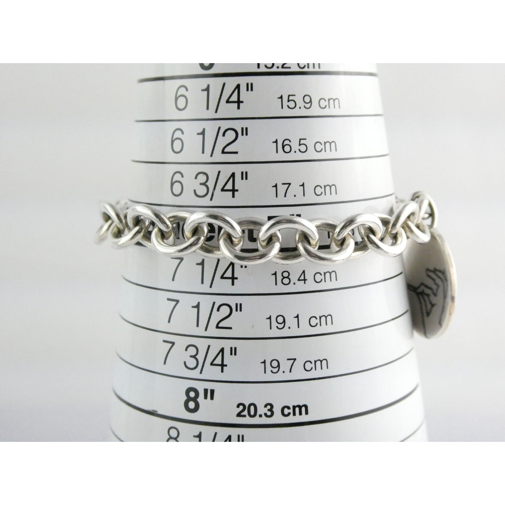 Tiffany and Co Sterling Silver Rolo Link Please Return To Tiffany Bracelet 7 In