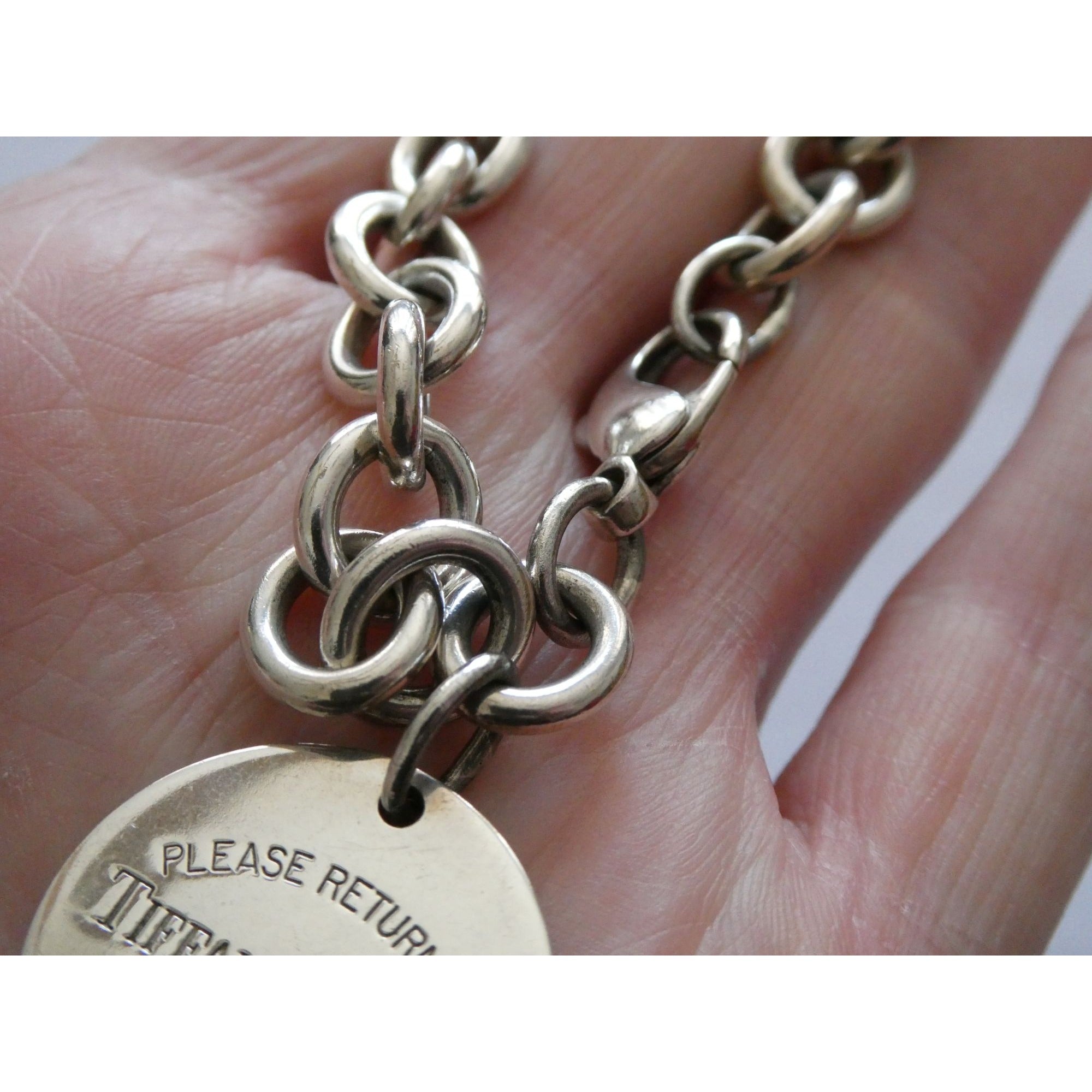 Tiffany and Co Sterling Silver Rolo Link Please Return To Tiffany Bracelet 7 In