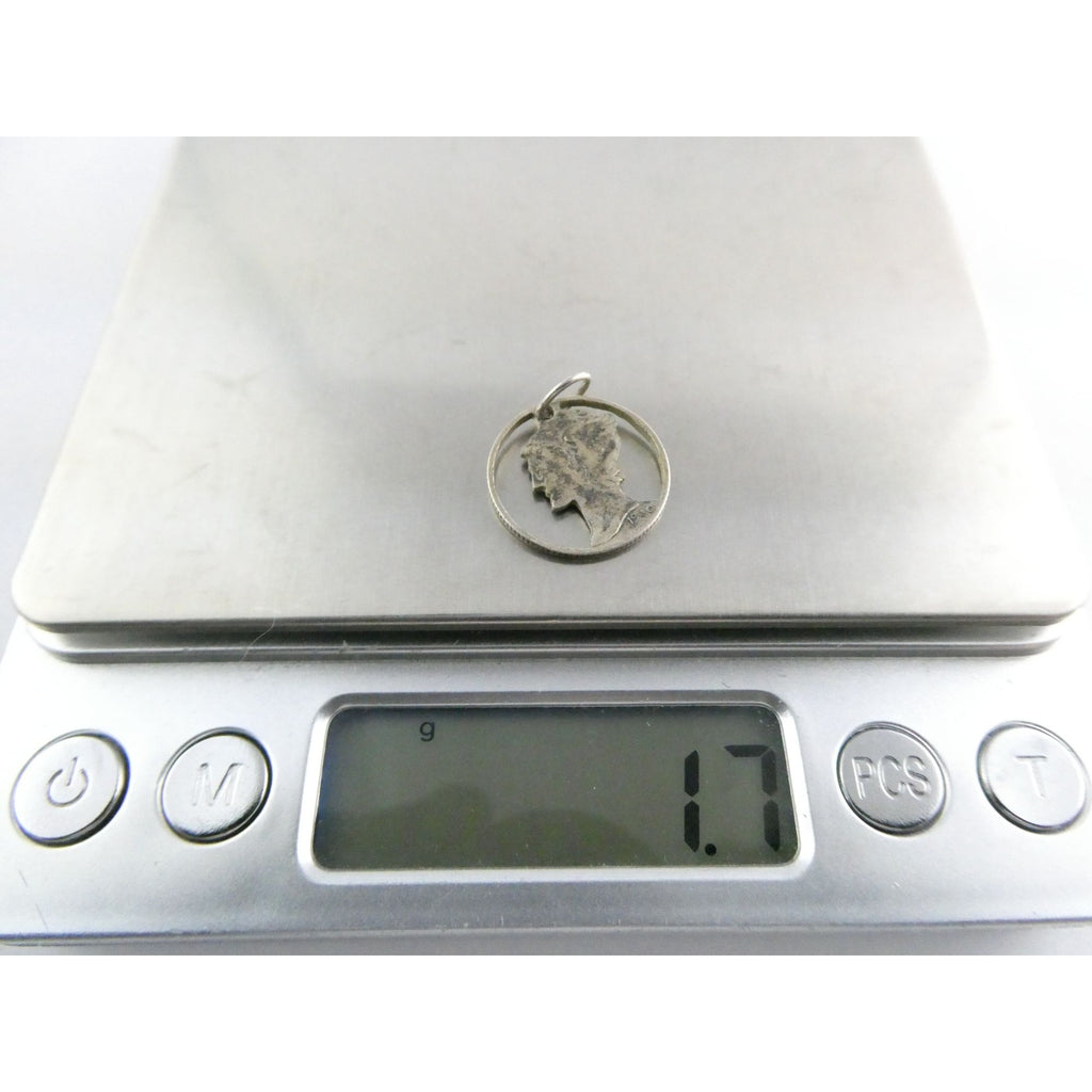 Vintage Silver Hand Carved Mercury Dime Pendant Cut Out Charm 1.7g 17mm Diameter