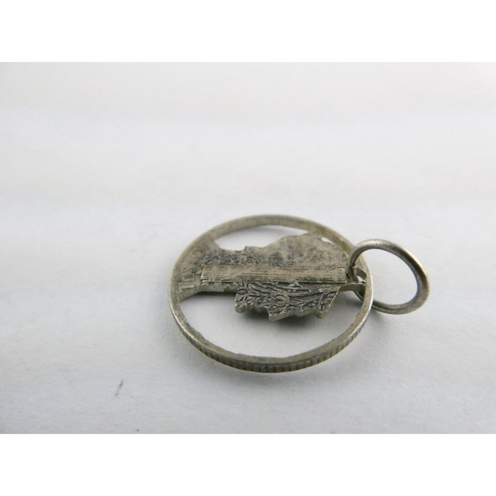 Vintage Silver Hand Carved Mercury Dime Pendant Cut Out Charm 1.7g 17mm Diameter