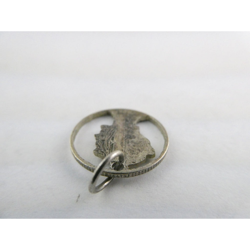 Vintage Silver Hand Carved Mercury Dime Pendant Cut Out Charm 1.7g 17mm Diameter