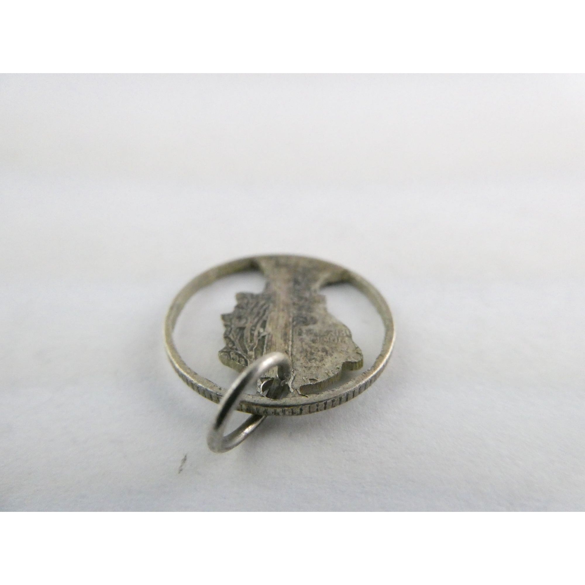 Vintage Silver Hand Carved Mercury Dime Pendant Cut Out Charm 1.7g 17mm Diameter